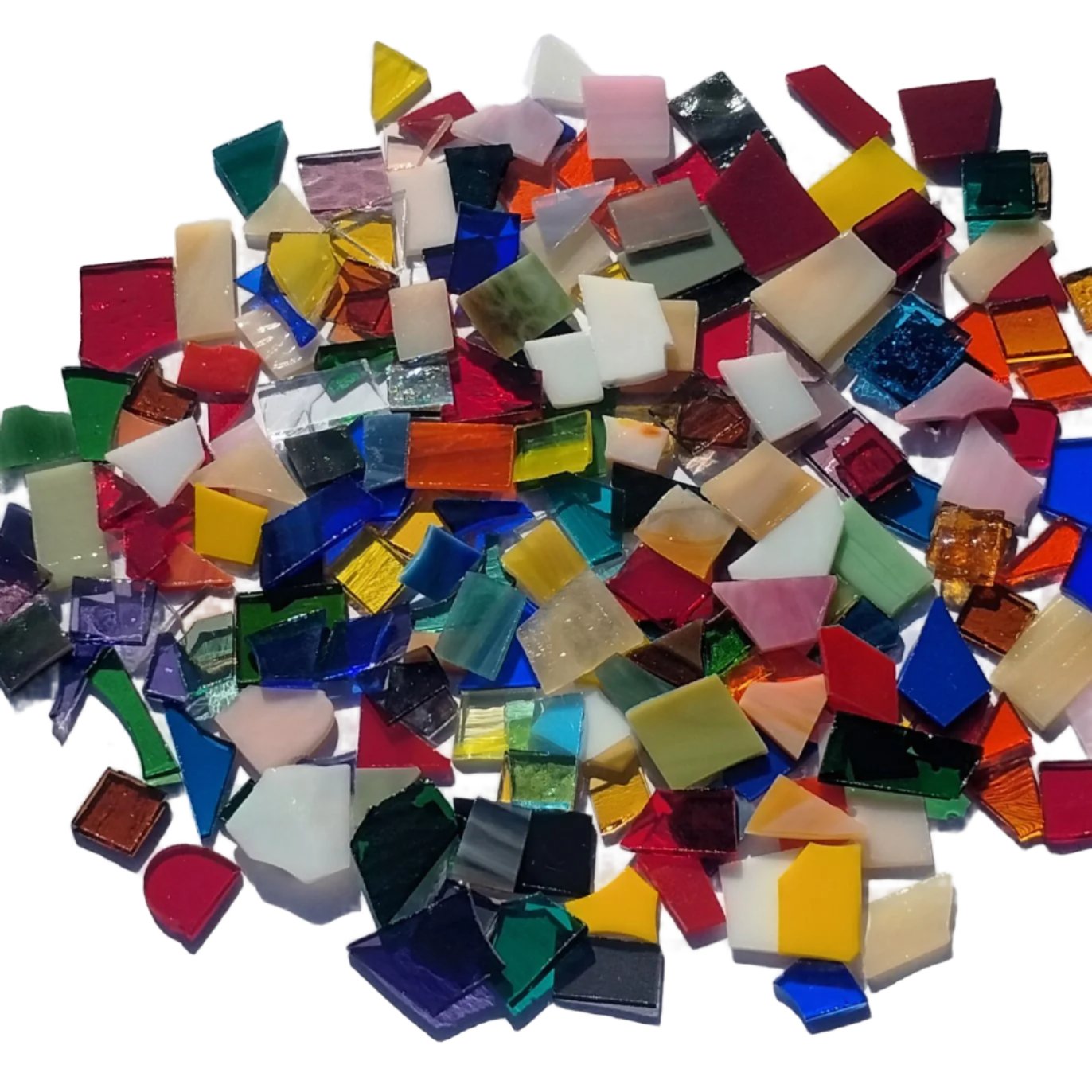 Assorted Small Stained Glass Scraps, Curated 1 lb Package of Reclaimed Shop Scrap Glass