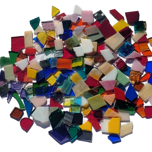 Assorted Small Stained Glass Scraps, Curated 1 lb Package of Reclaimed Shop Scrap Glass
