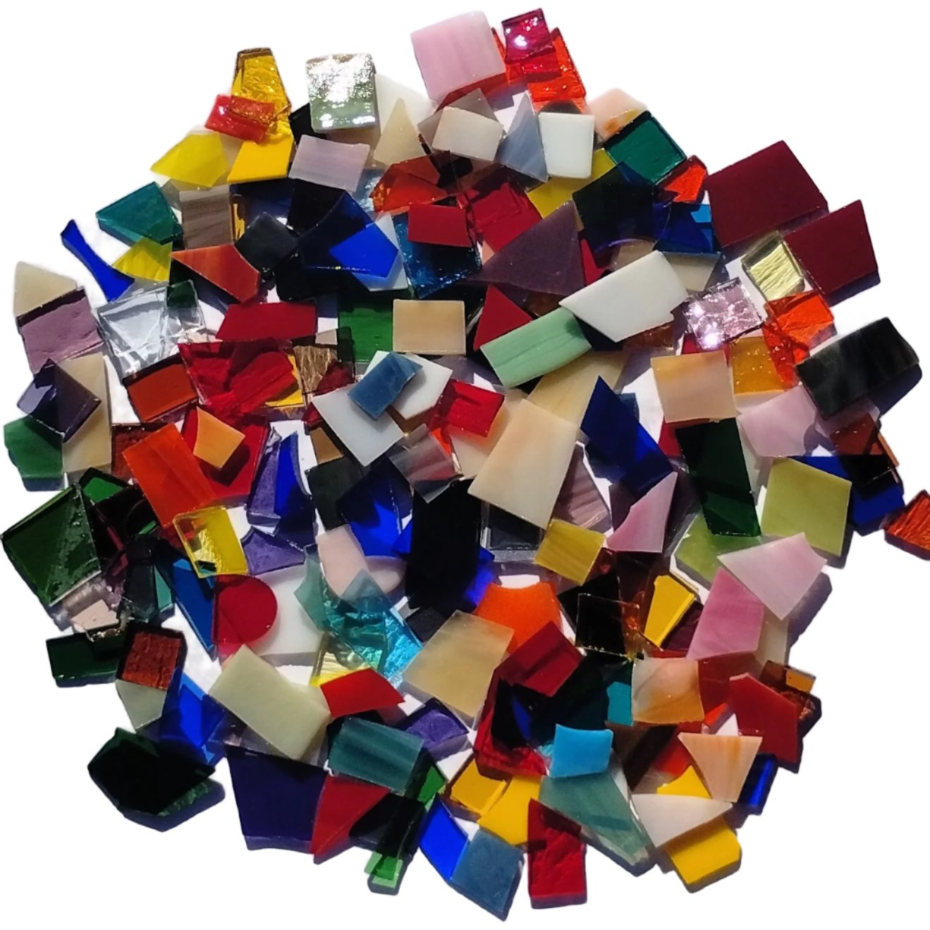 Assorted Small Stained Glass Scraps, Curated 1 lb Package of Reclaimed Shop Scrap Glass