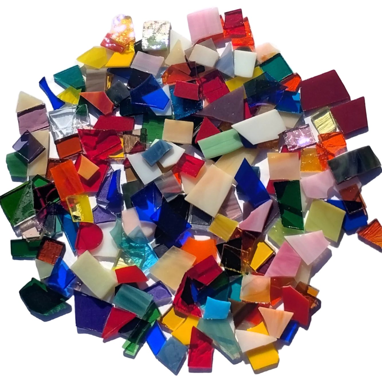 Assorted Small Stained Glass Scraps, Curated 1 lb Package of Reclaimed Shop Scrap Glass