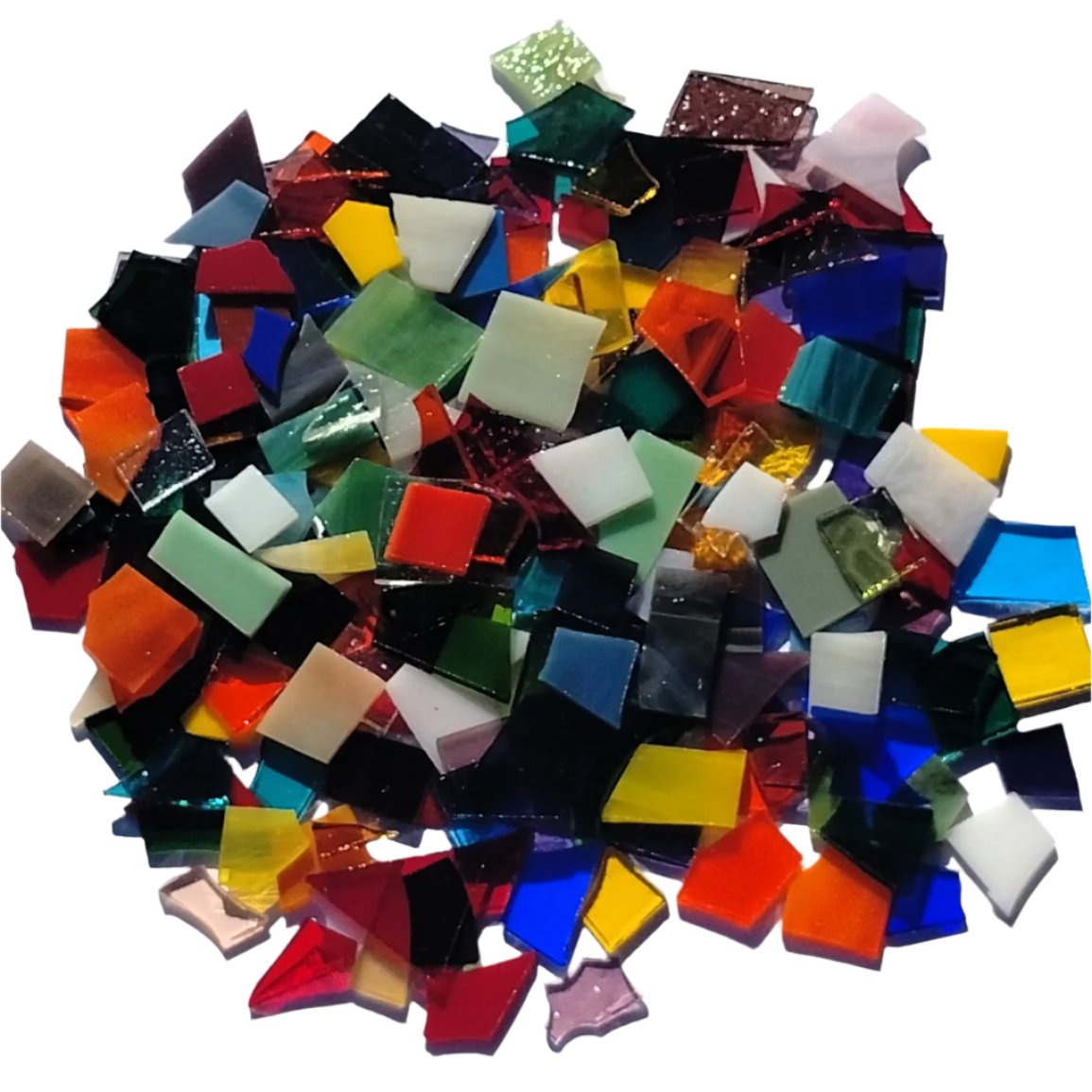 Assorted Small Stained Glass Scraps, Curated 1 lb Package of Reclaimed Shop Scrap Glass