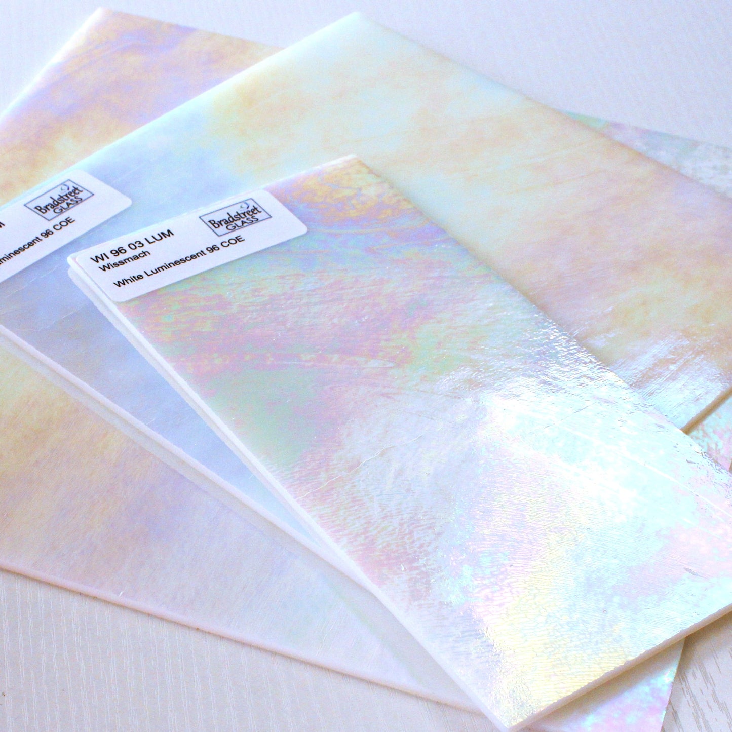 Wissmach 9603LUM White Luminescent Fusible Stained Glass Sheet 96 COE Opaque Wissmach Art Glass at Bradstreet Glass