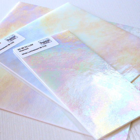 Wissmach 9603LUM White Luminescent Fusible Stained Glass Sheet 96 COE Opaque Wissmach Art Glass at Bradstreet Glass