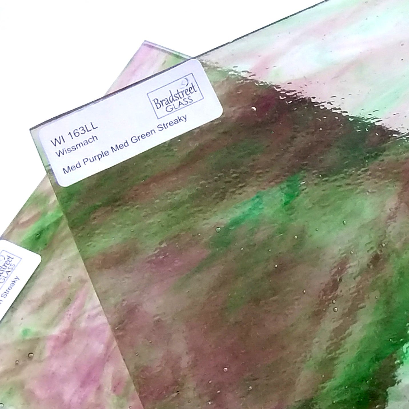 Medium Purple Medium Green Streaky Stained Glass Sheet Wissmach 163LL