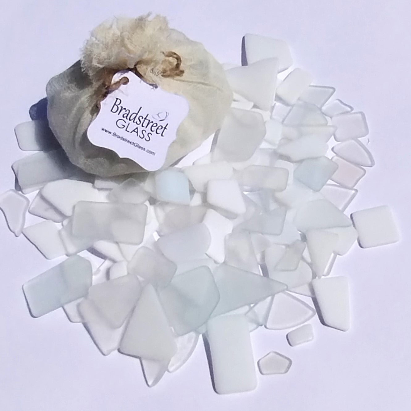 White & Clear Tumbled Stained Glass 1/2 LB "Sea Glass" Pieces in Shades of Clear and White
