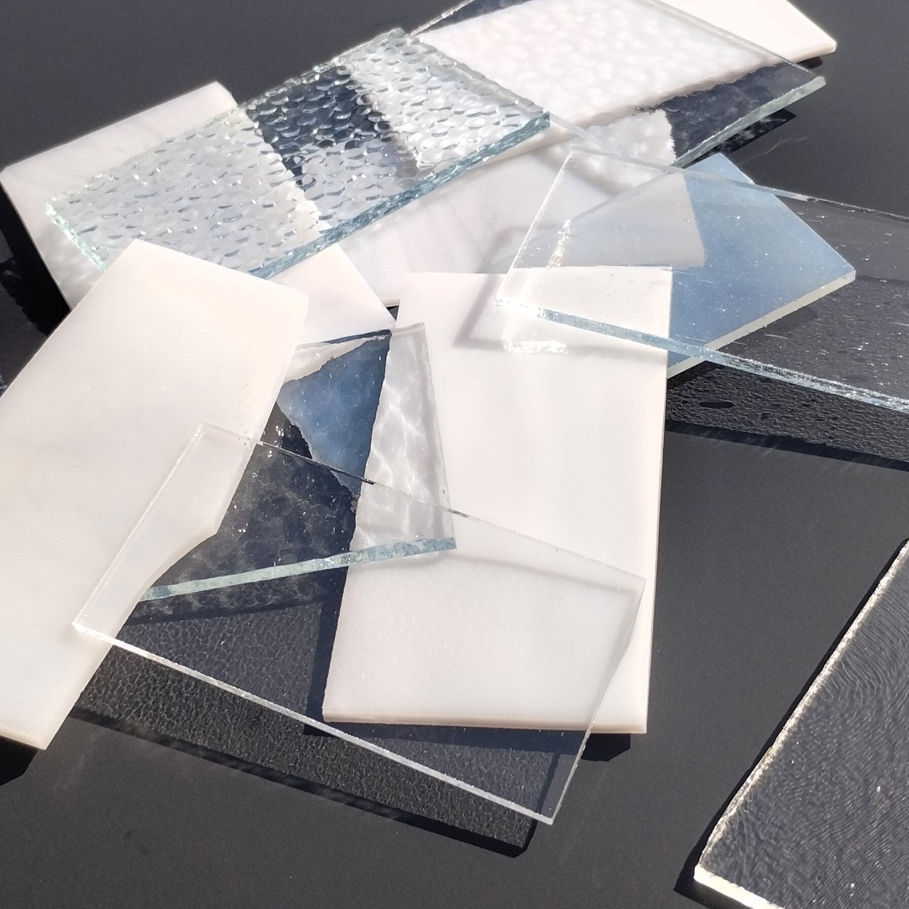 Clear and White Stained Glass Scraps, Assorted Glass Pieces 1 Lb Package