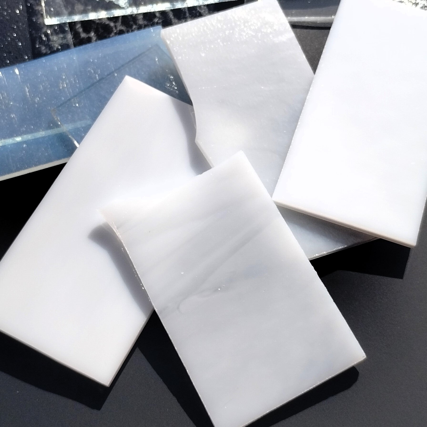 Clear and White Stained Glass Scraps, Assorted Glass Pieces 1 Lb Package