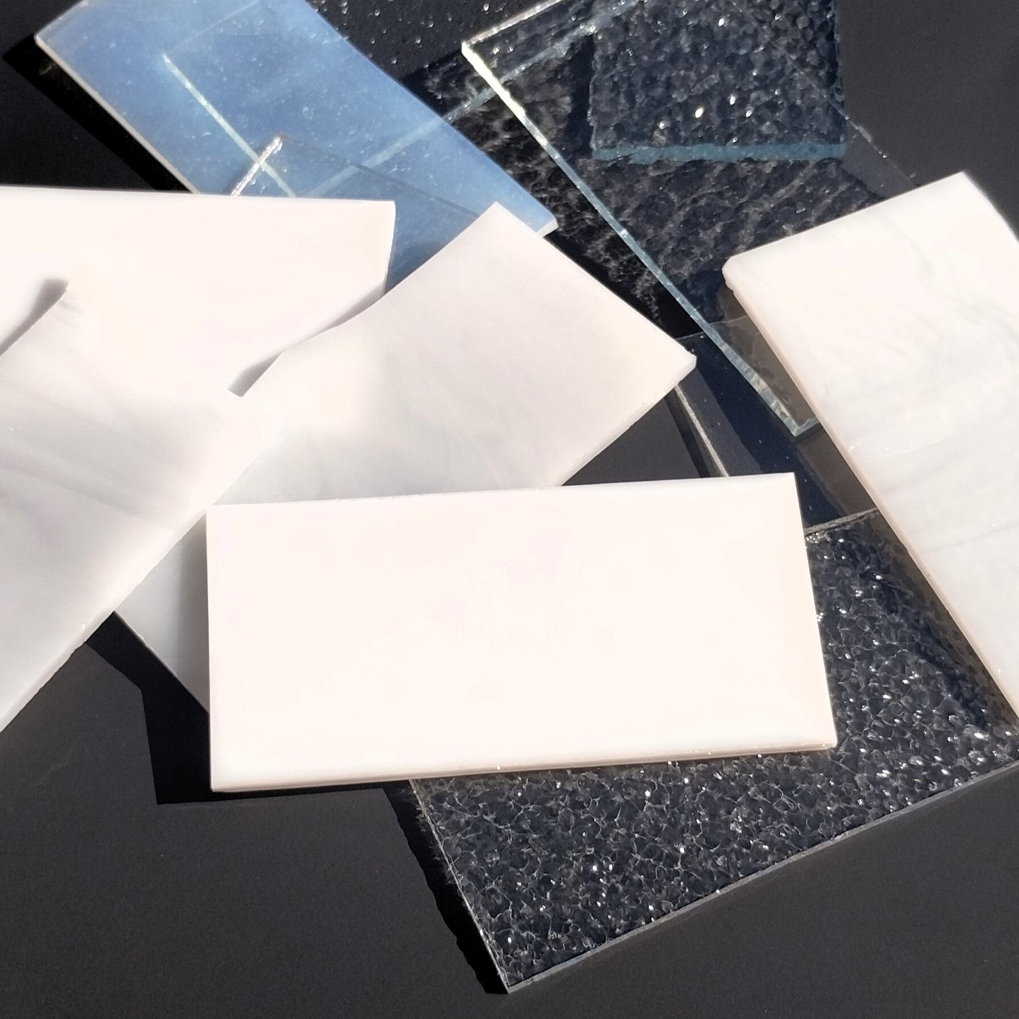Clear and White Stained Glass Scraps, Assorted Glass Pieces 1 Lb Package