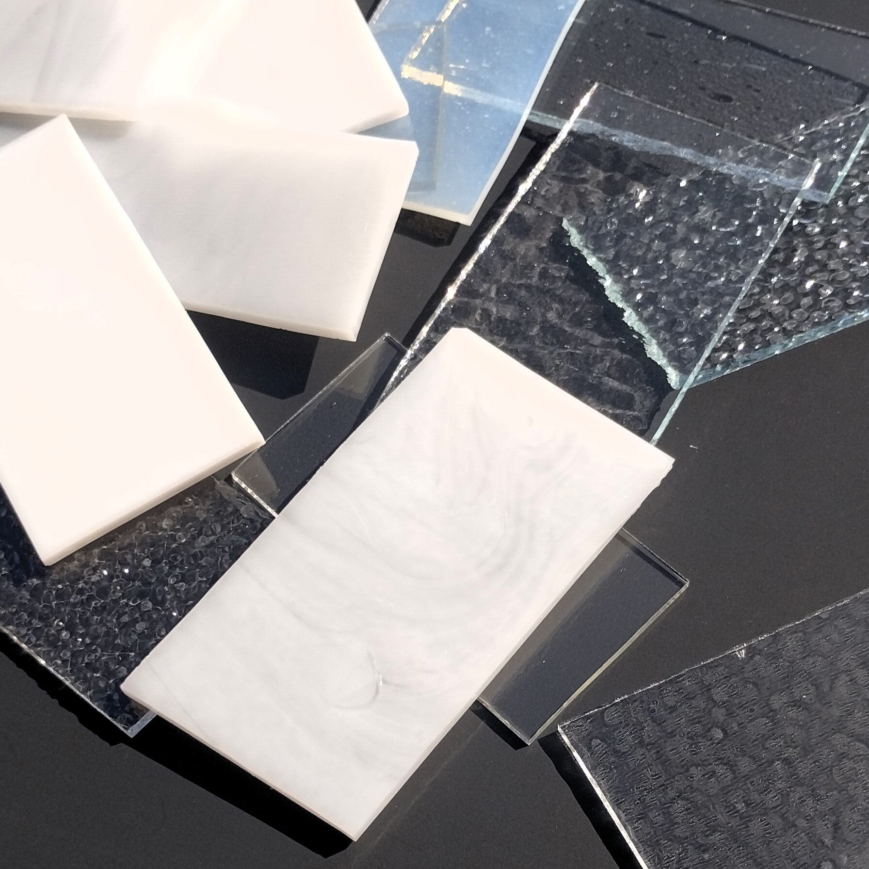 Clear and White Stained Glass Scraps, Assorted Glass Pieces 1 Lb Package