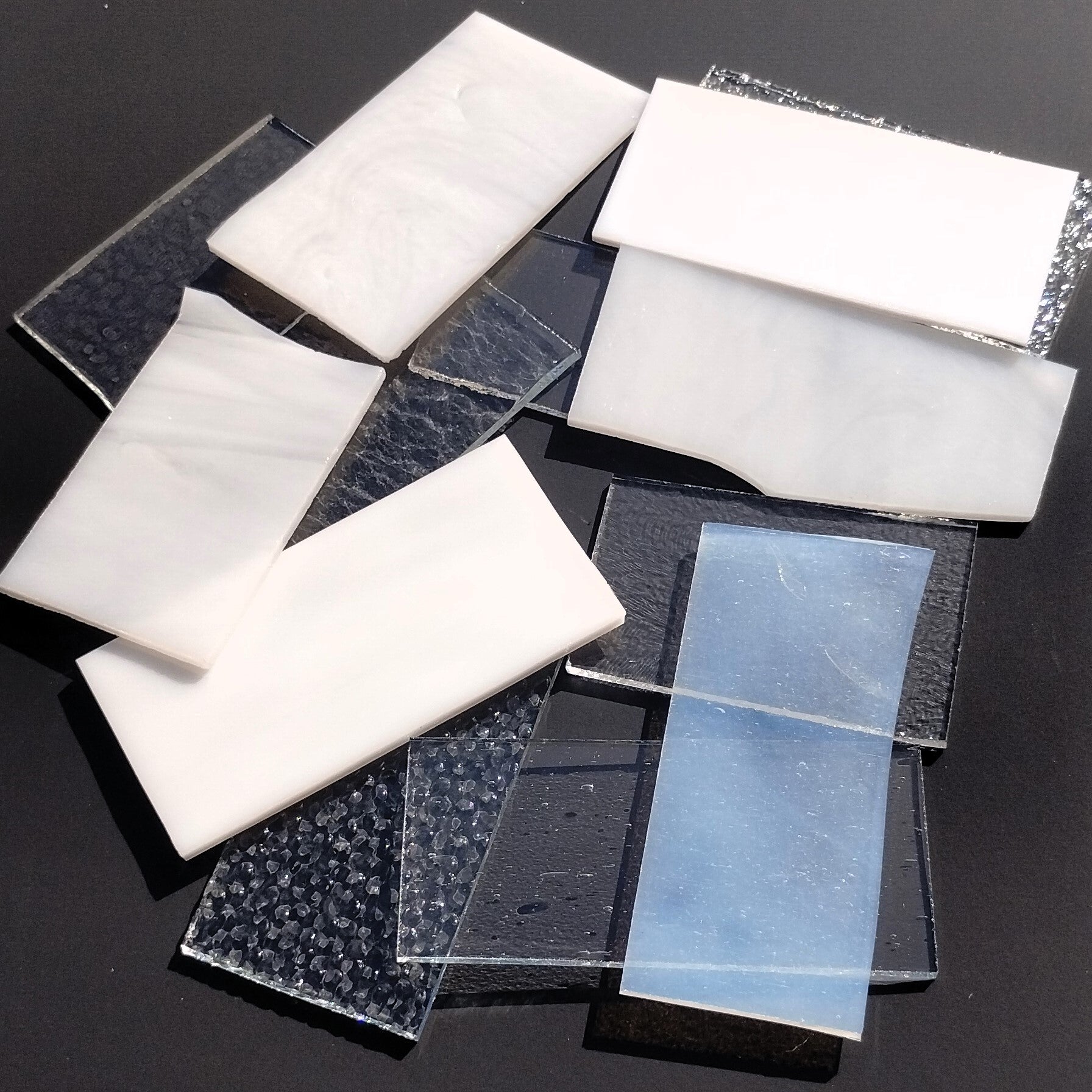 Clear and White Stained Glass Scraps, Assorted Glass Pieces 1 Lb Package