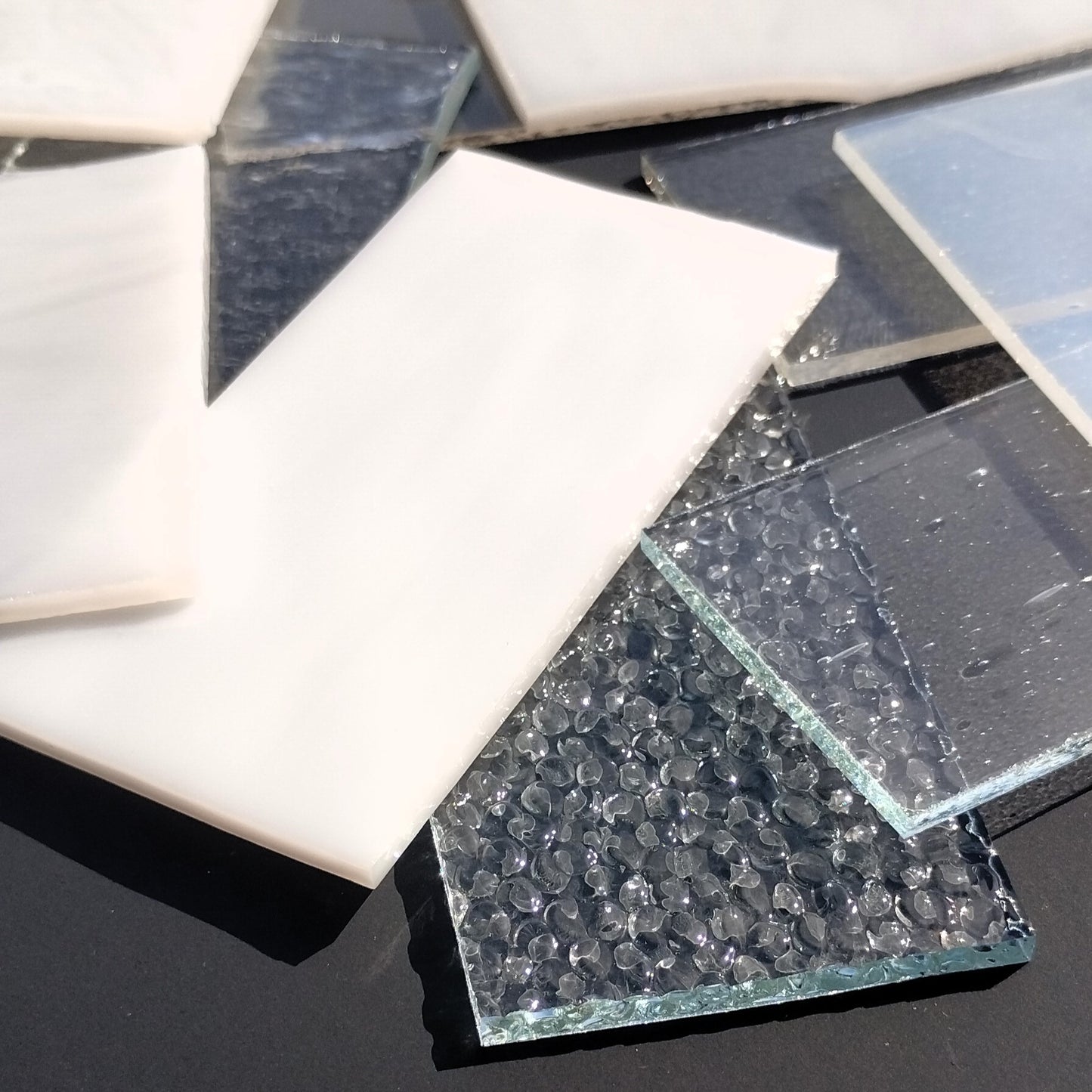 Clear and White Stained Glass Scraps, Assorted Glass Pieces 1 Lb Package