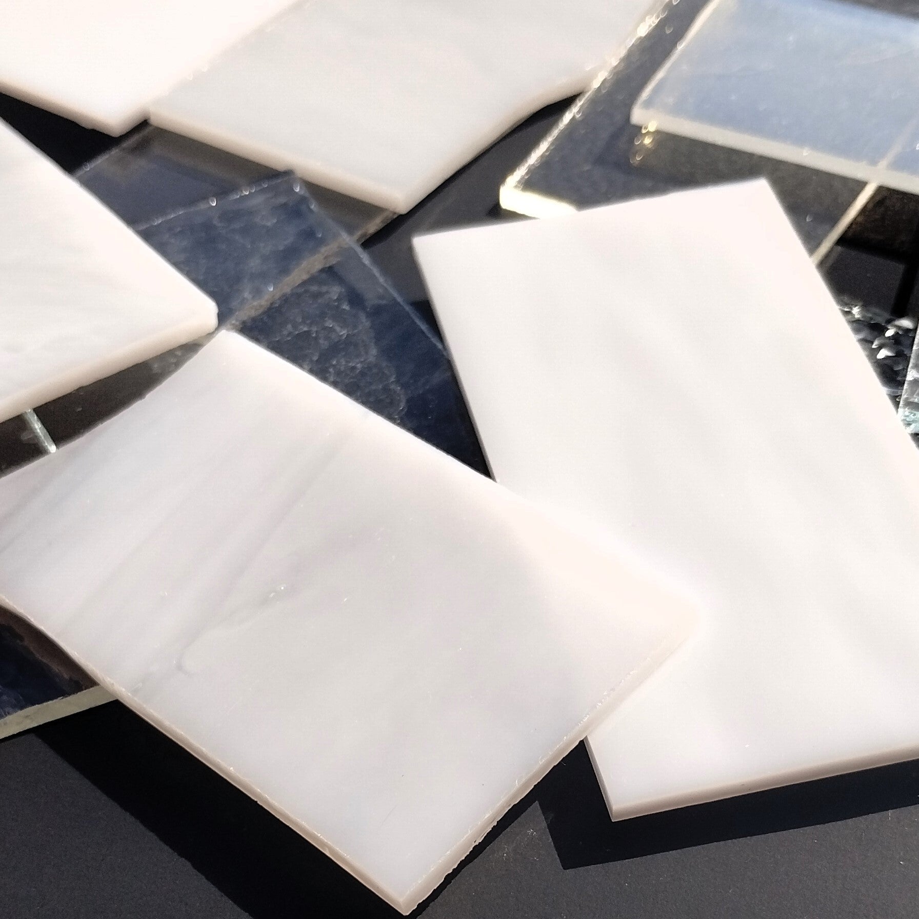 Clear and White Stained Glass Scraps, Assorted Glass Pieces 1 Lb Package