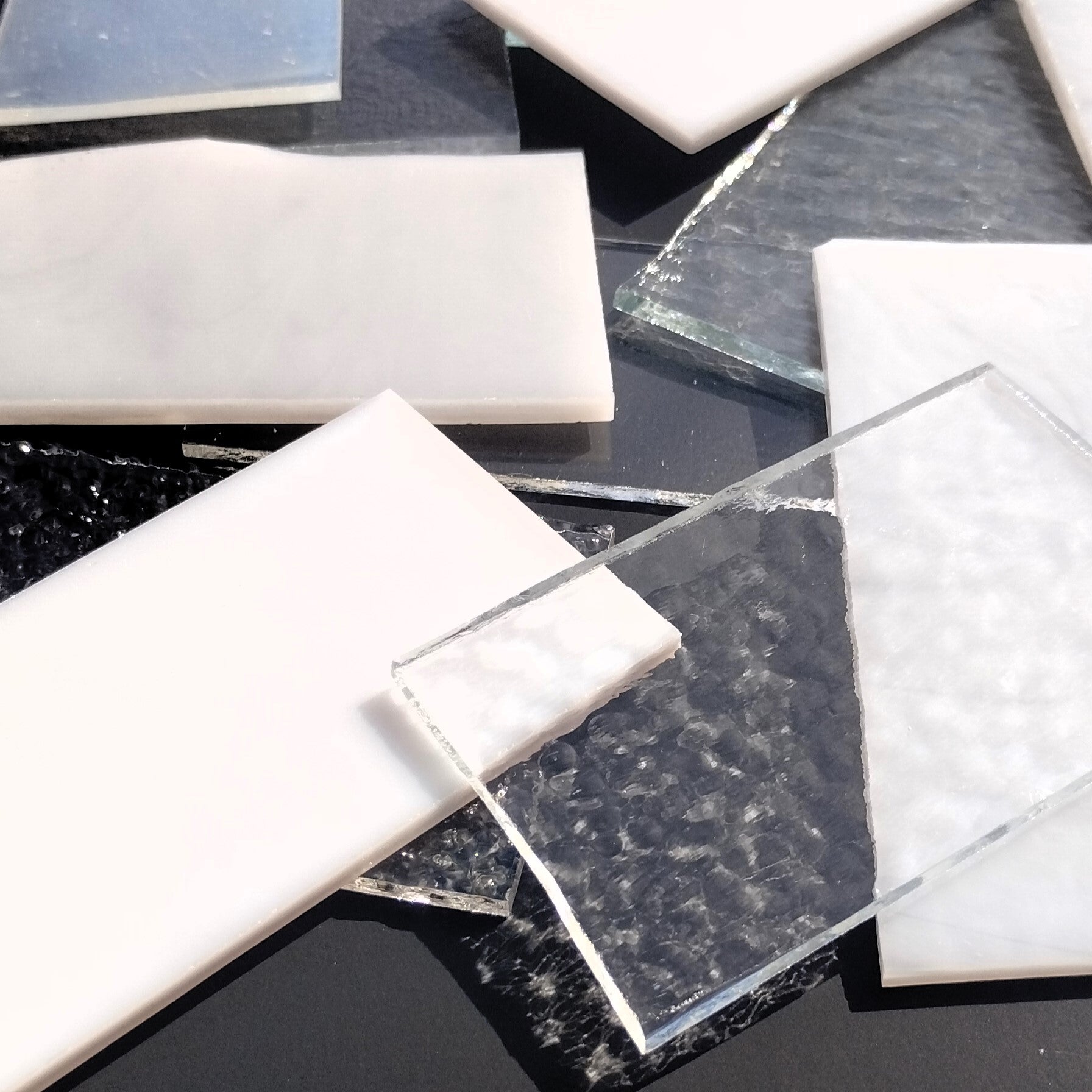 Clear and White Stained Glass Scraps, Assorted Glass Pieces 1 Lb Package