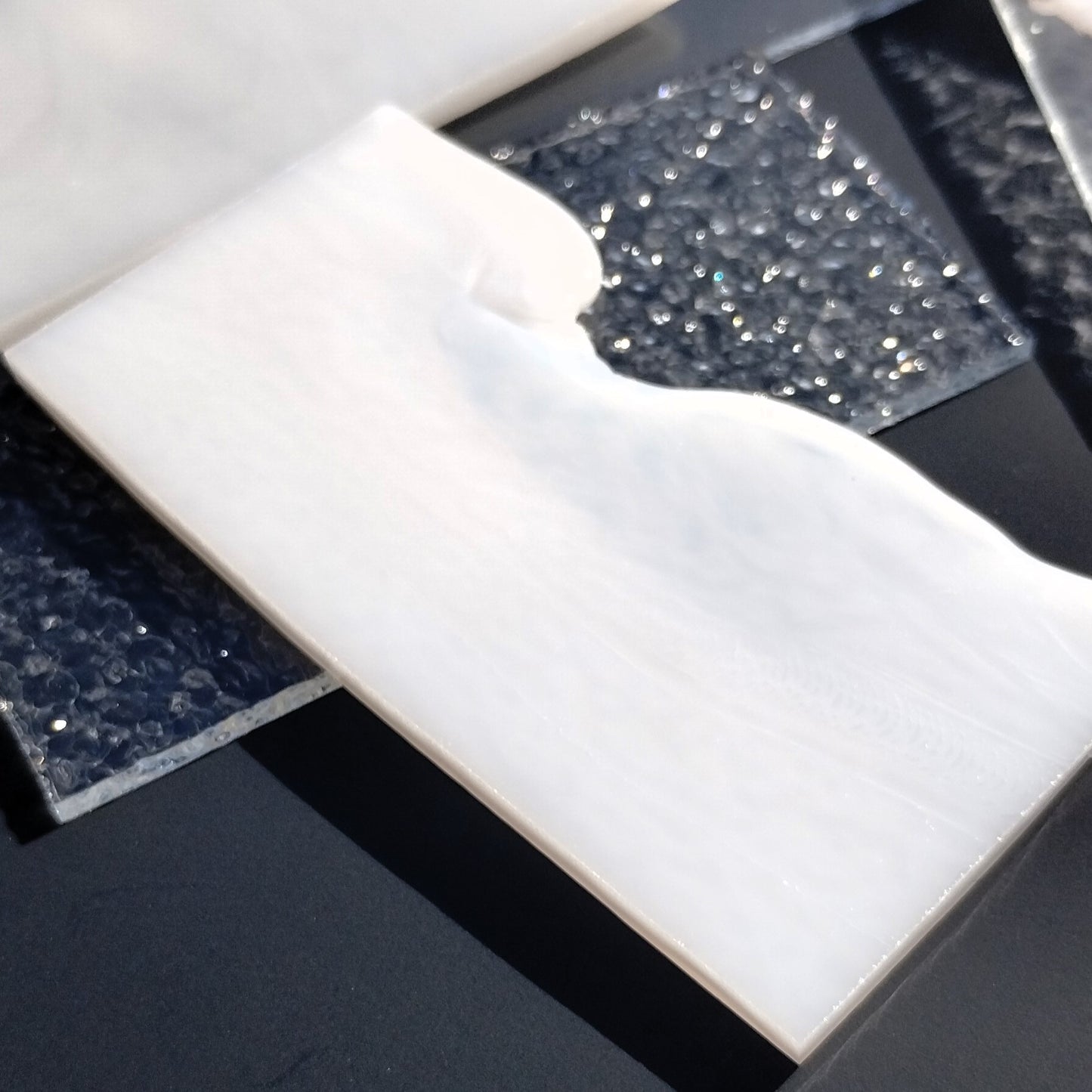 Clear and White Stained Glass Scraps, Assorted Glass Pieces 1 Lb Package