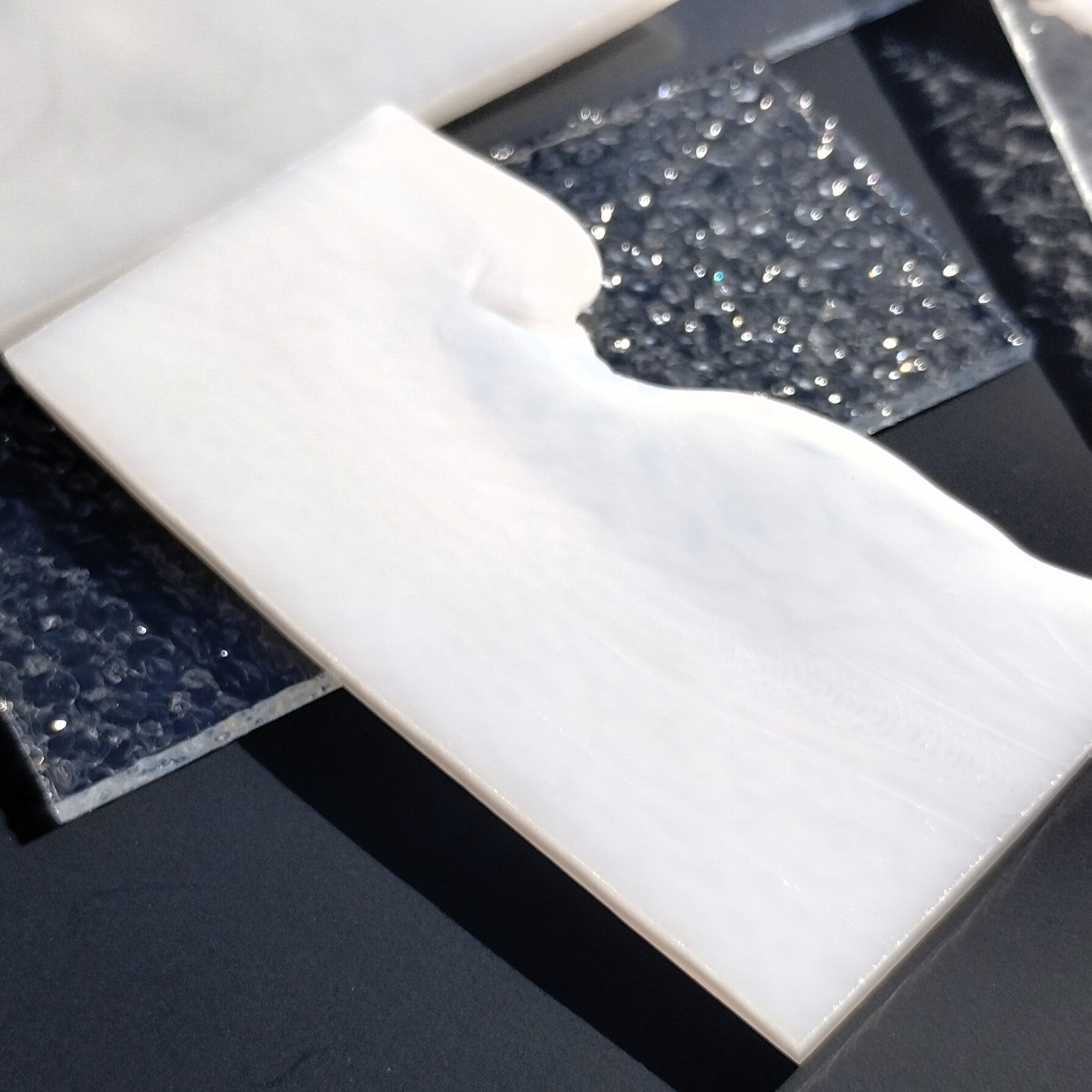 Clear and White Stained Glass Scraps, Assorted Glass Pieces 1 Lb Package