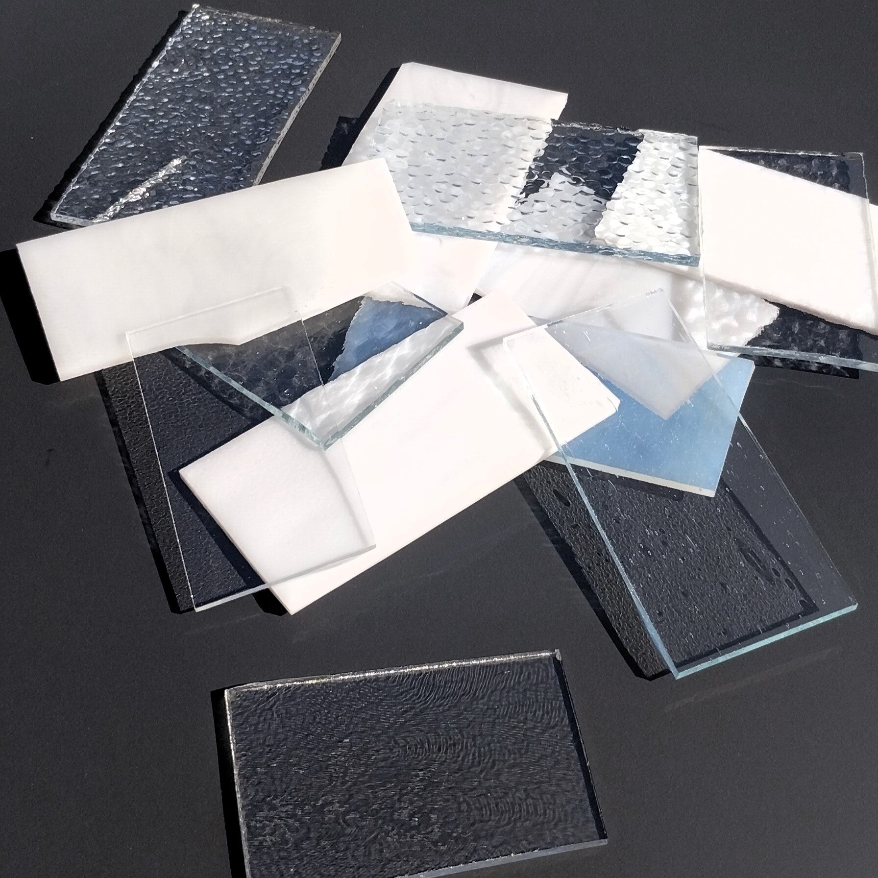 Clear and White Stained Glass Scraps, Assorted Glass Pieces 1 Lb Package