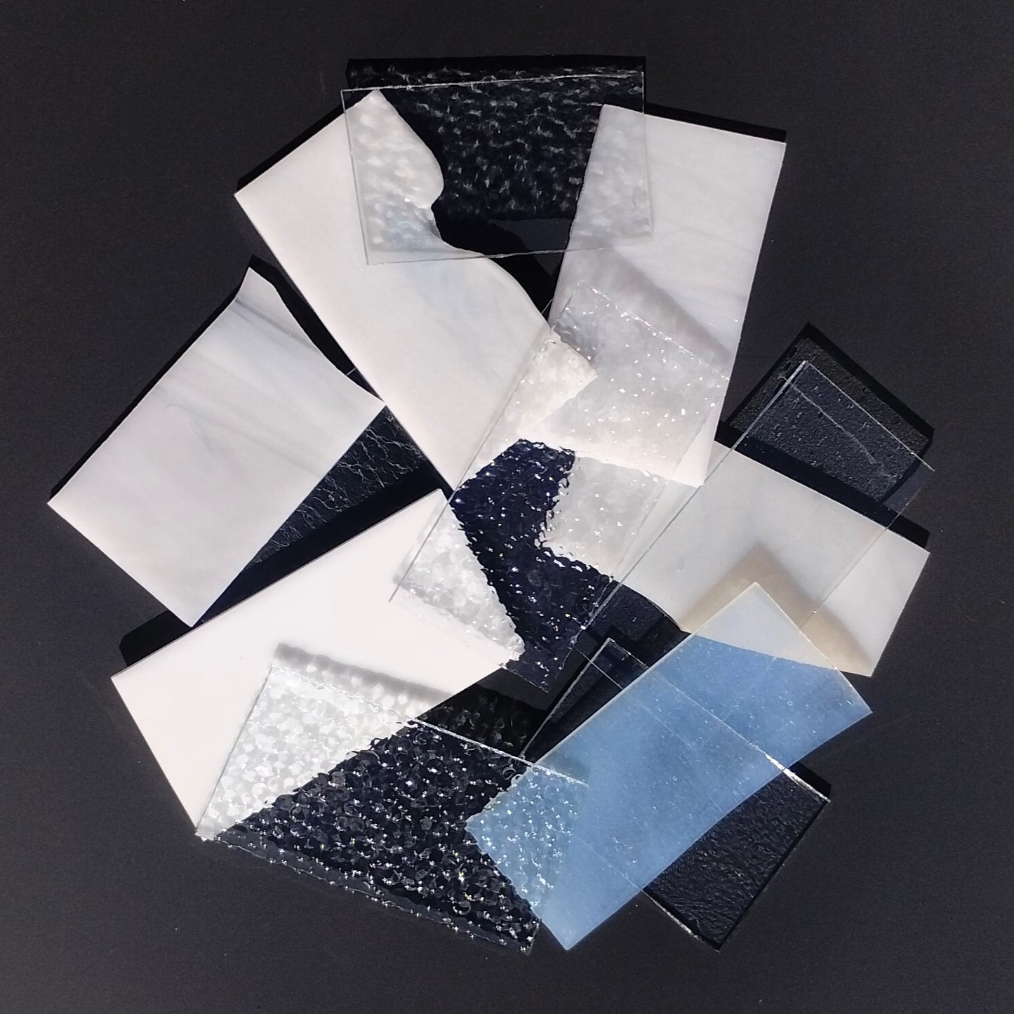 Clear and White Stained Glass Scraps, Assorted Glass Pieces 1 Lb Package