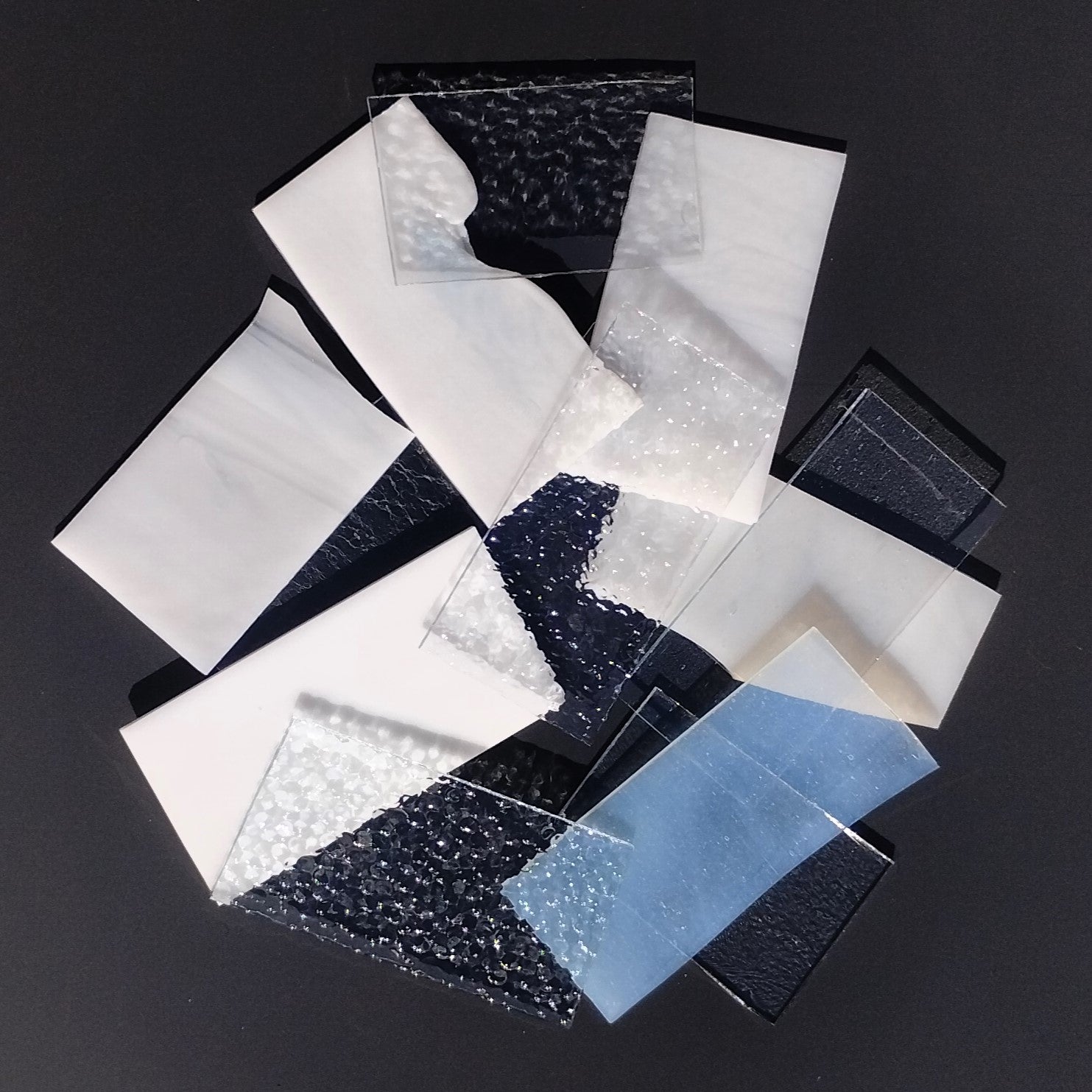 Clear and White Stained Glass Scraps, Assorted Glass Pieces 1 Lb Package