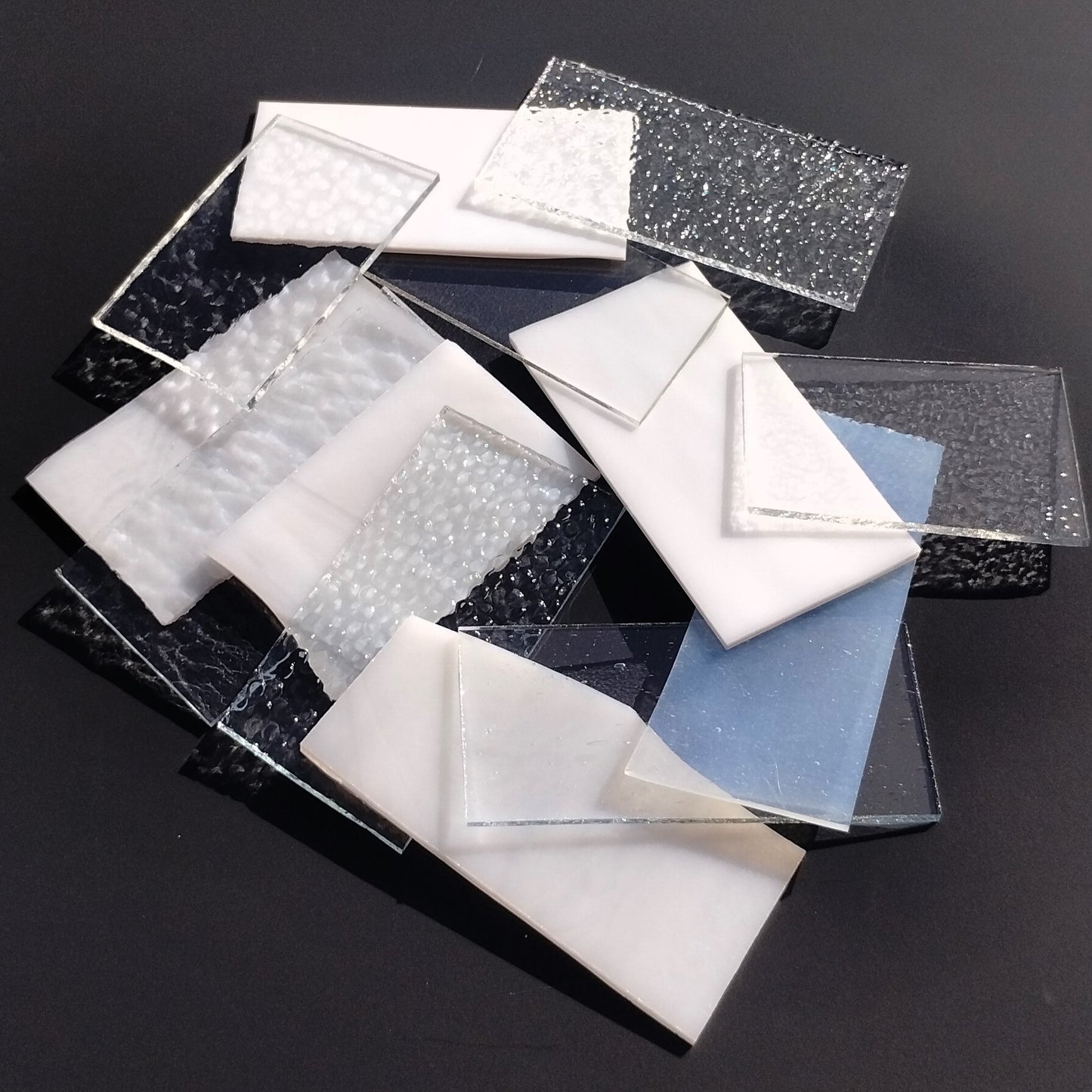 Clear and White Stained Glass Scraps, Assorted Glass Pieces 1 Lb Package