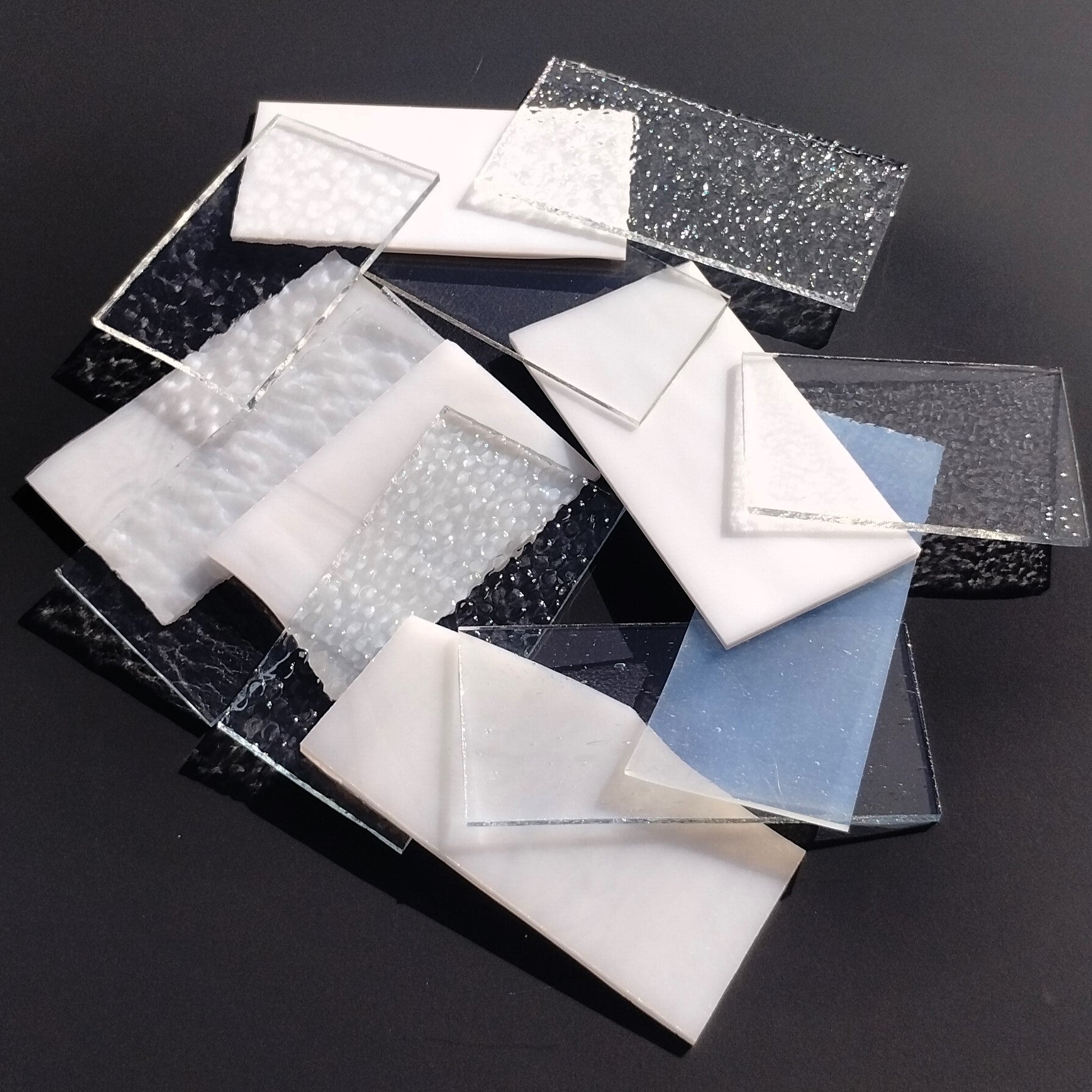 Clear and White Stained Glass Scraps, Assorted Glass Pieces 1 Lb Package