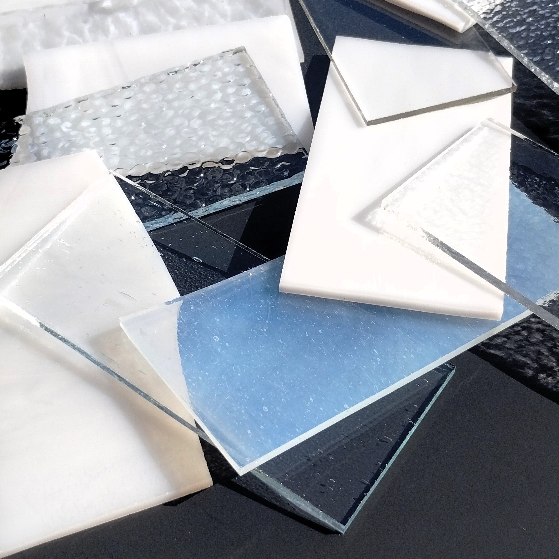 Clear and White Stained Glass Scraps, Assorted Glass Pieces 1 Lb Package