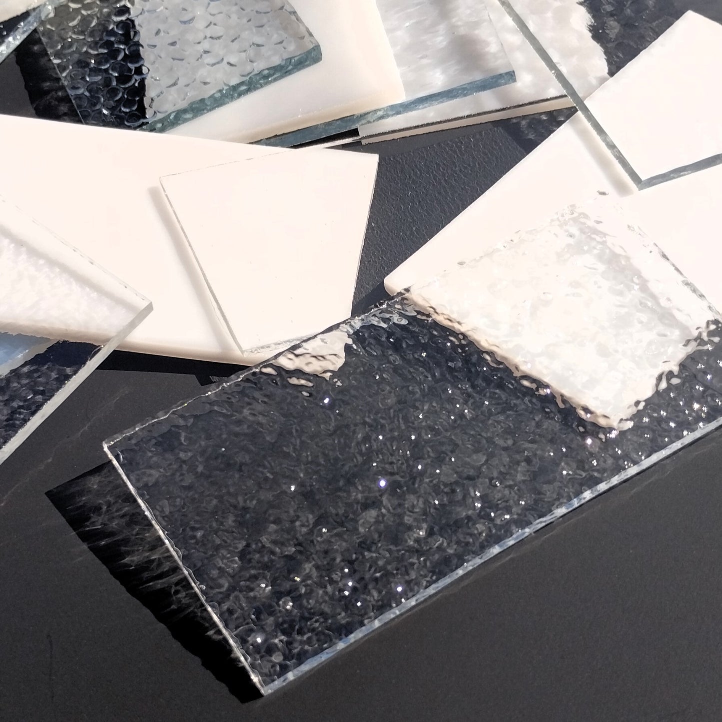 Clear and White Stained Glass Scraps, Assorted Glass Pieces 1 Lb Package