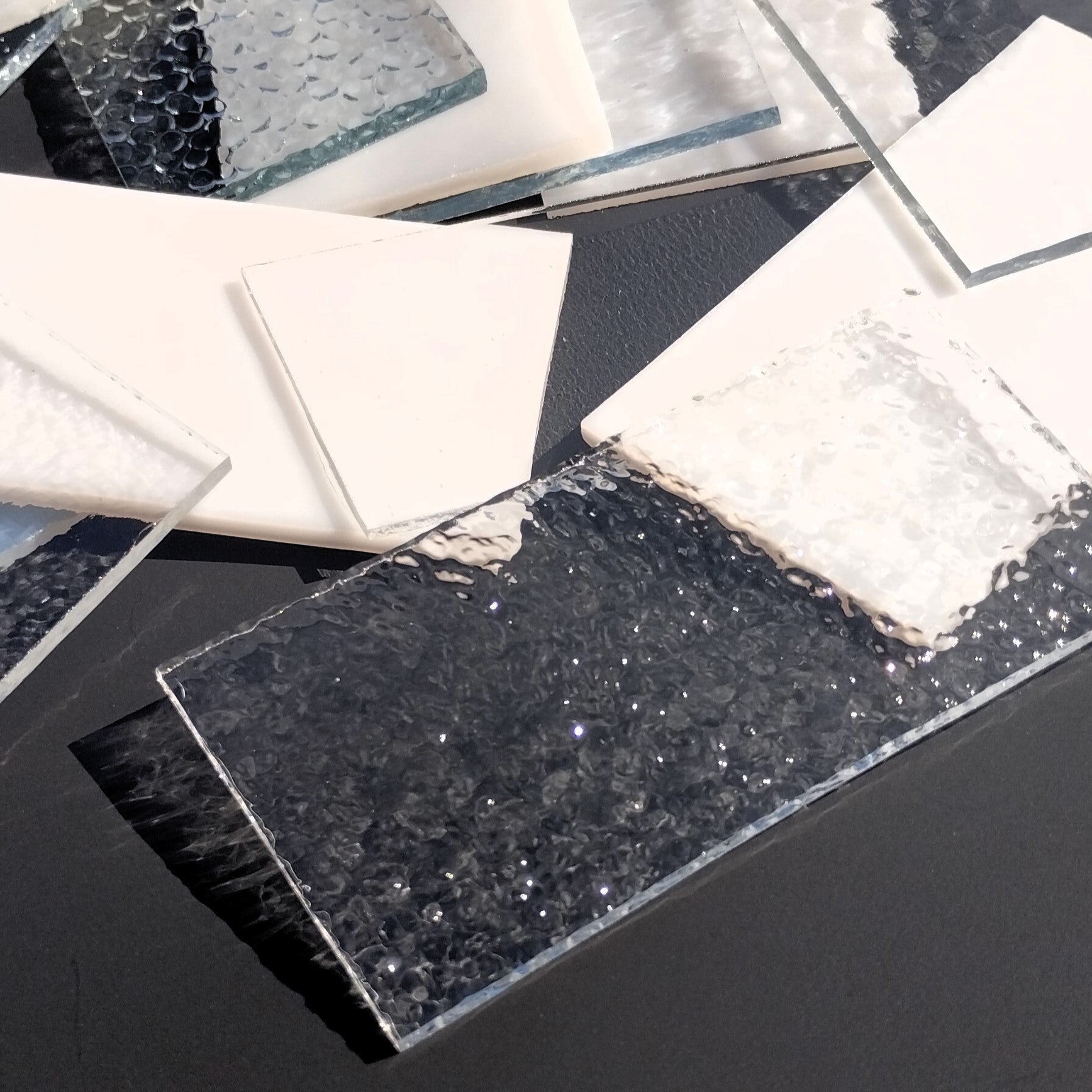 Clear and White Stained Glass Scraps, Assorted Glass Pieces 1 Lb Package
