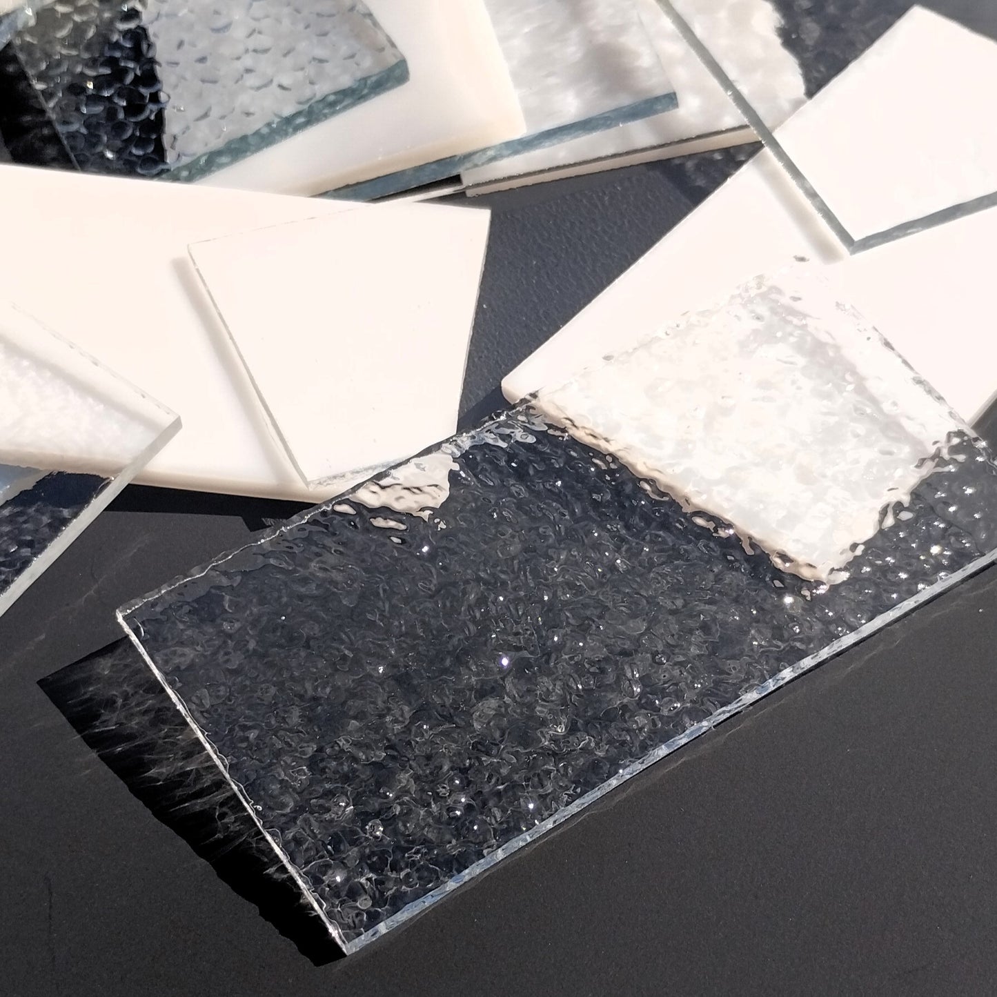 Clear and White Stained Glass Scraps, Assorted Glass Pieces 1 Lb Package