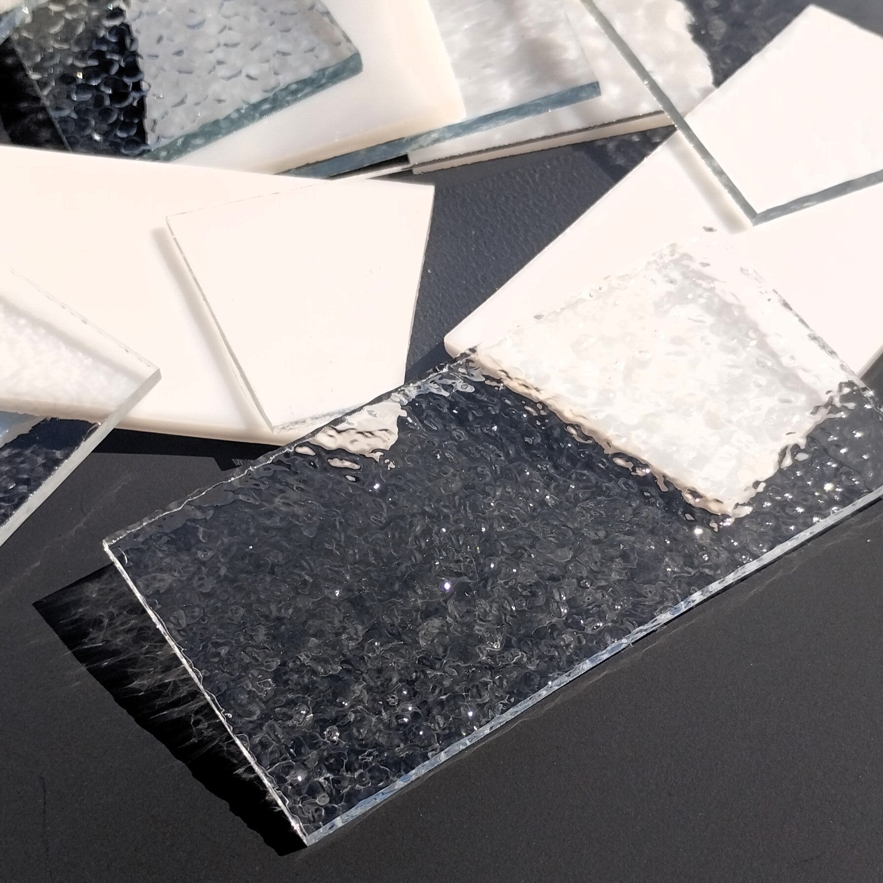 Clear and White Stained Glass Scraps, Assorted Glass Pieces 1 Lb Package