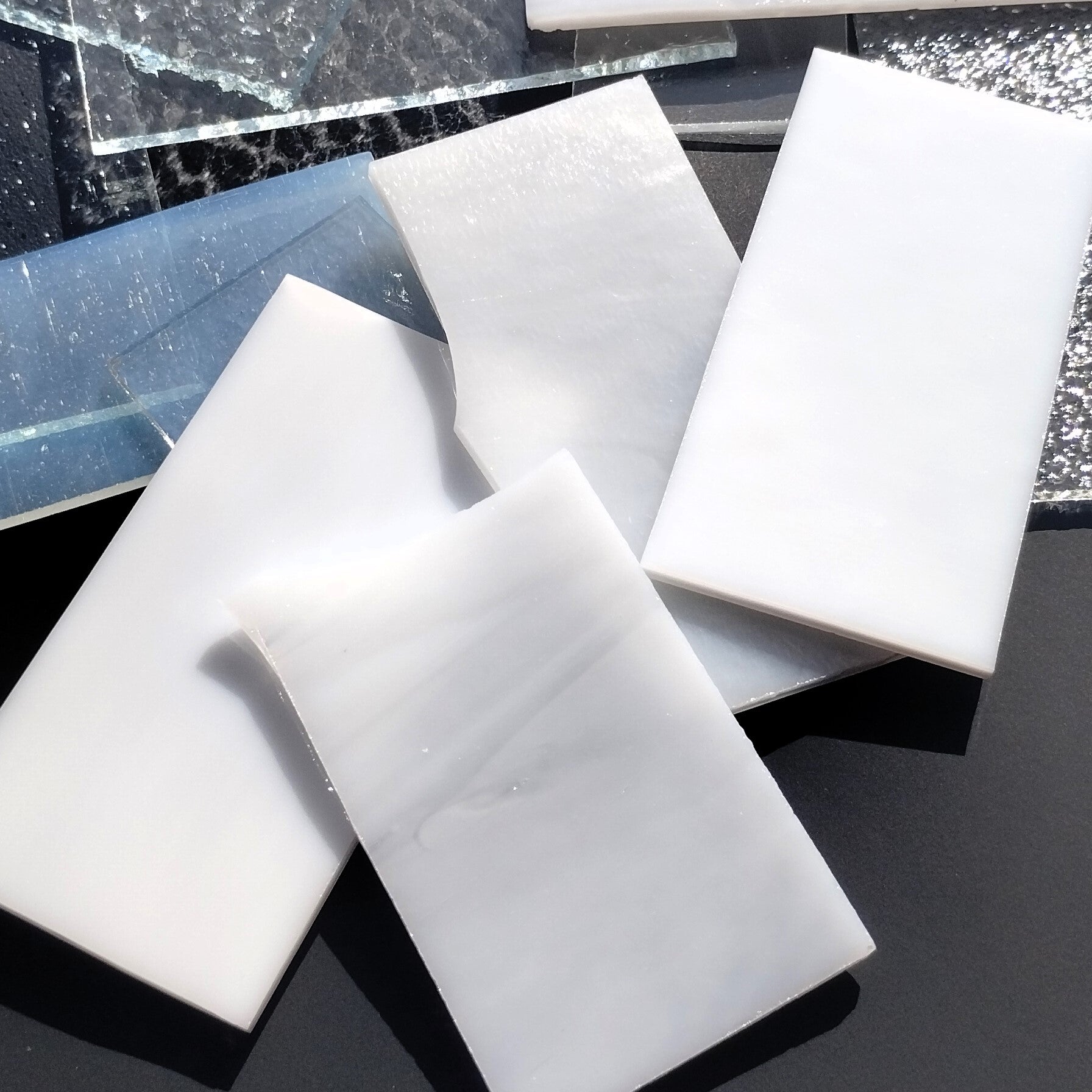 Clear and White Stained Glass Scraps, Assorted Glass Pieces 1 Lb Package