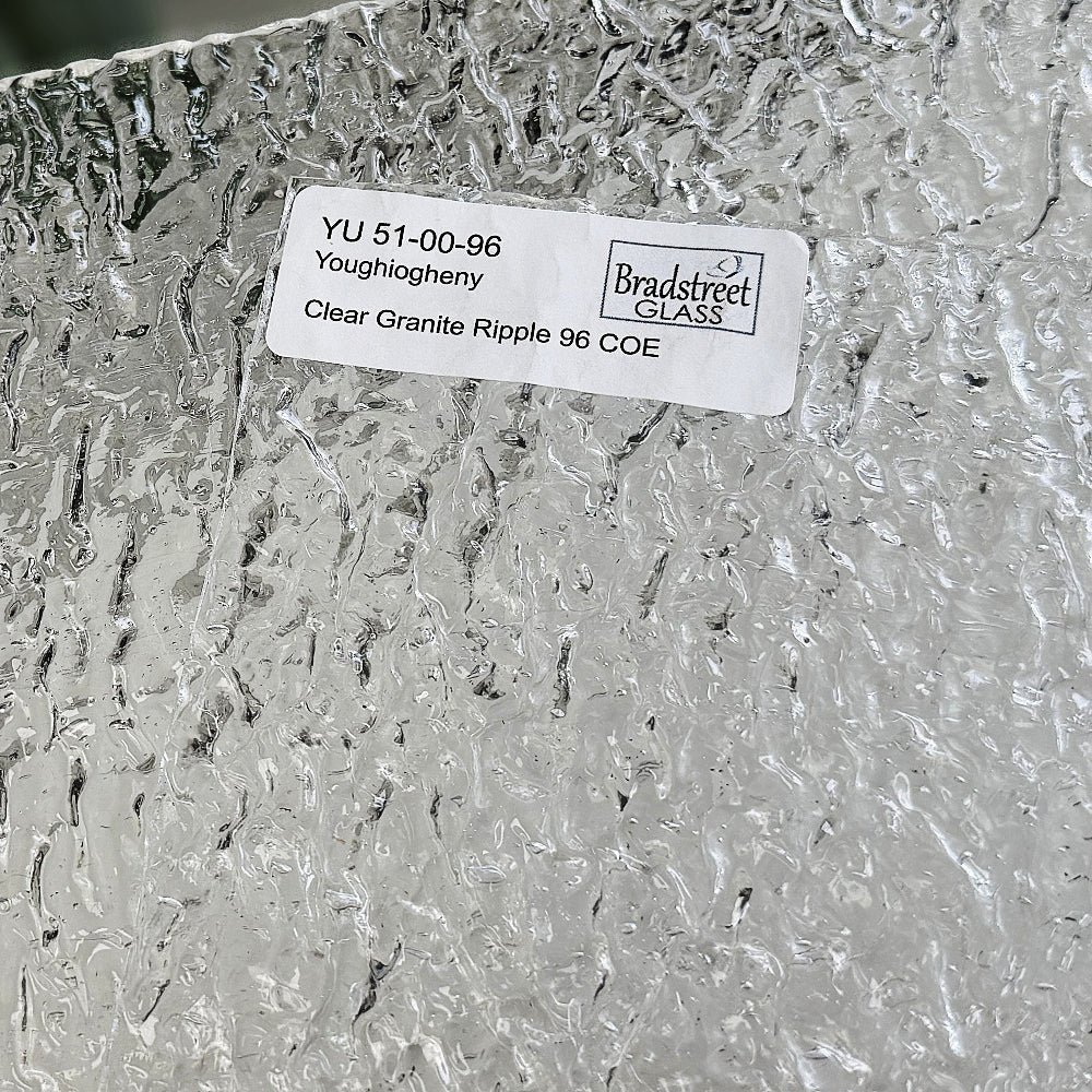 Youghiogheny YU-51-00-96 Fusible Stained Glass Sheet Clear Granite Ripple Textured art glass for stained glass, mosaics and fusing at Bradstreet Glass.