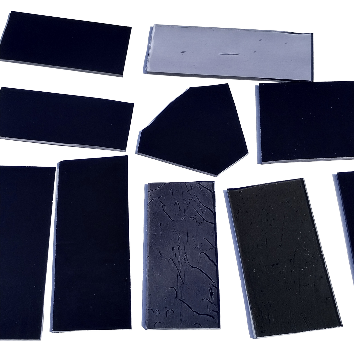 Bradstreet Glass Black and Gray Stained Glass Scraps, Curated 1 lb Package of Reclaimed Shop Scrap Glass