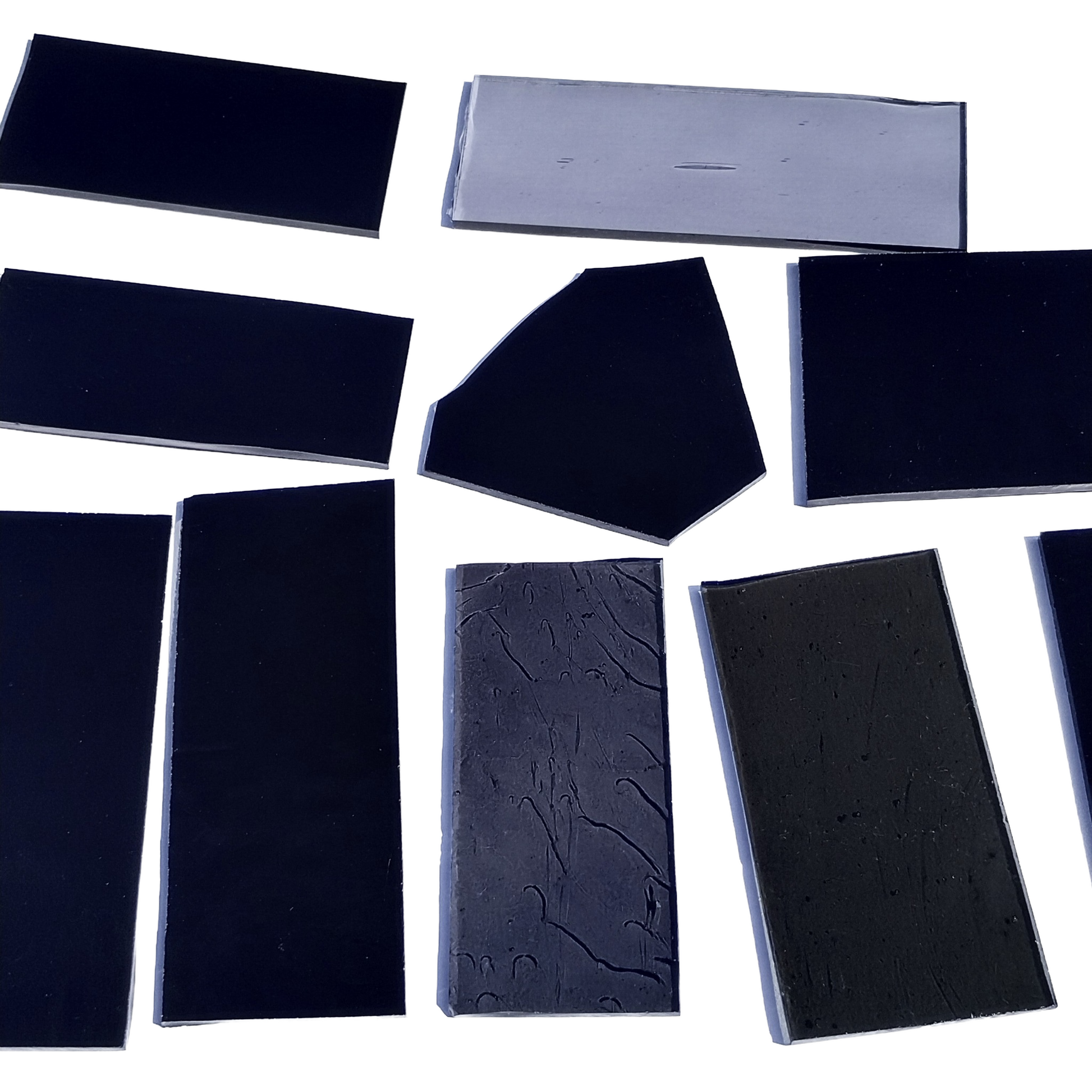 Bradstreet Glass Black and Gray Stained Glass Scraps, Curated 1 lb Package of Reclaimed Shop Scrap Glass