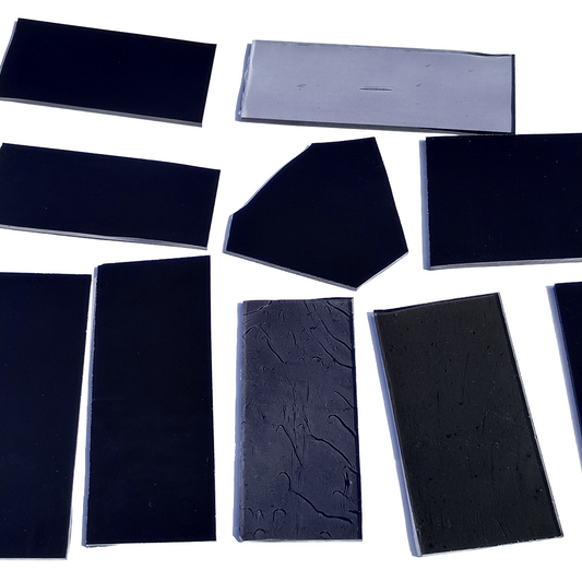 Bradstreet Glass Black and Gray Stained Glass Scraps, Curated 1 lb Package of Reclaimed Shop Scrap Glass