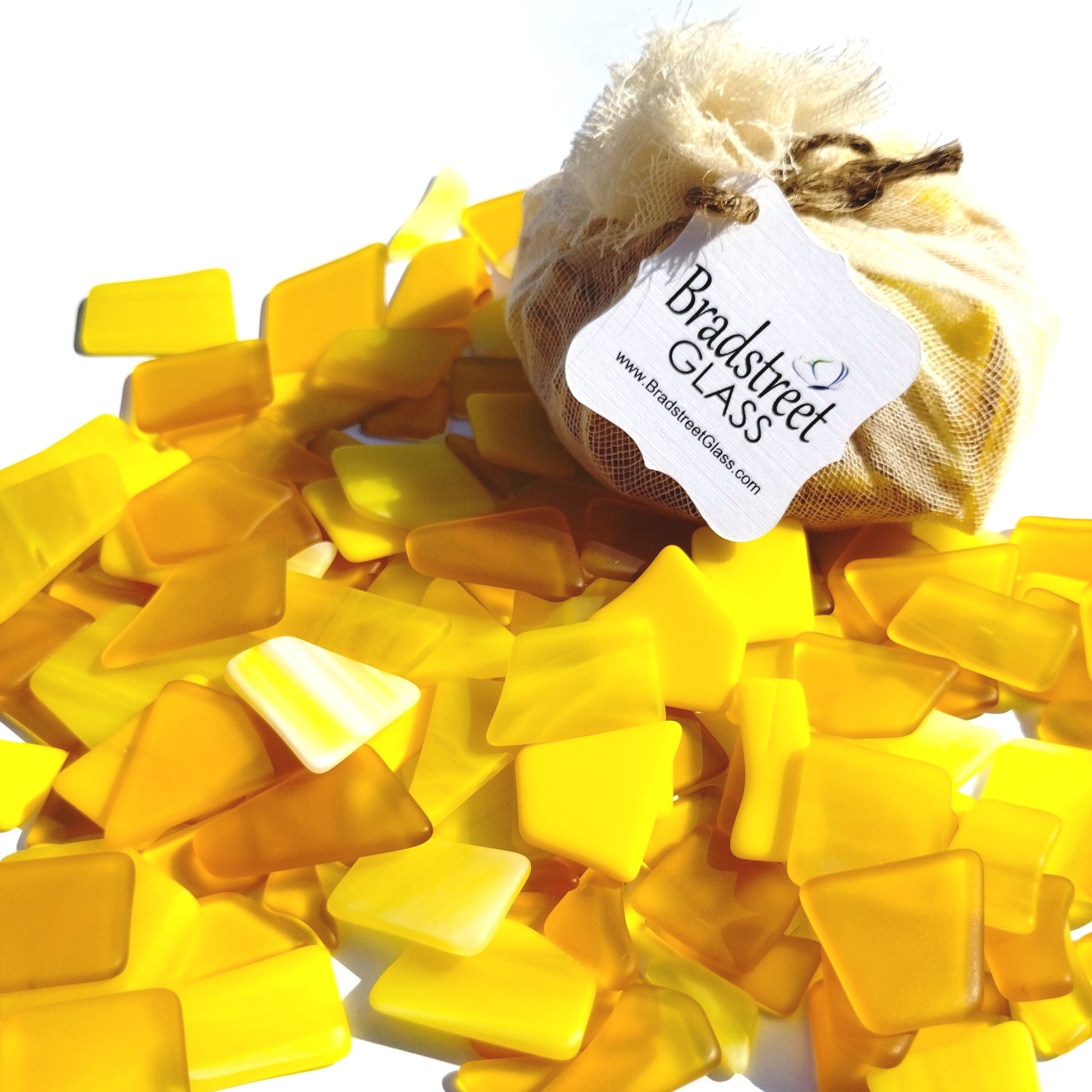 Bradstreet Glass Yellow Tumbled Stained Glass 1/2 pound "Sea Glass" in Shades of Yellow