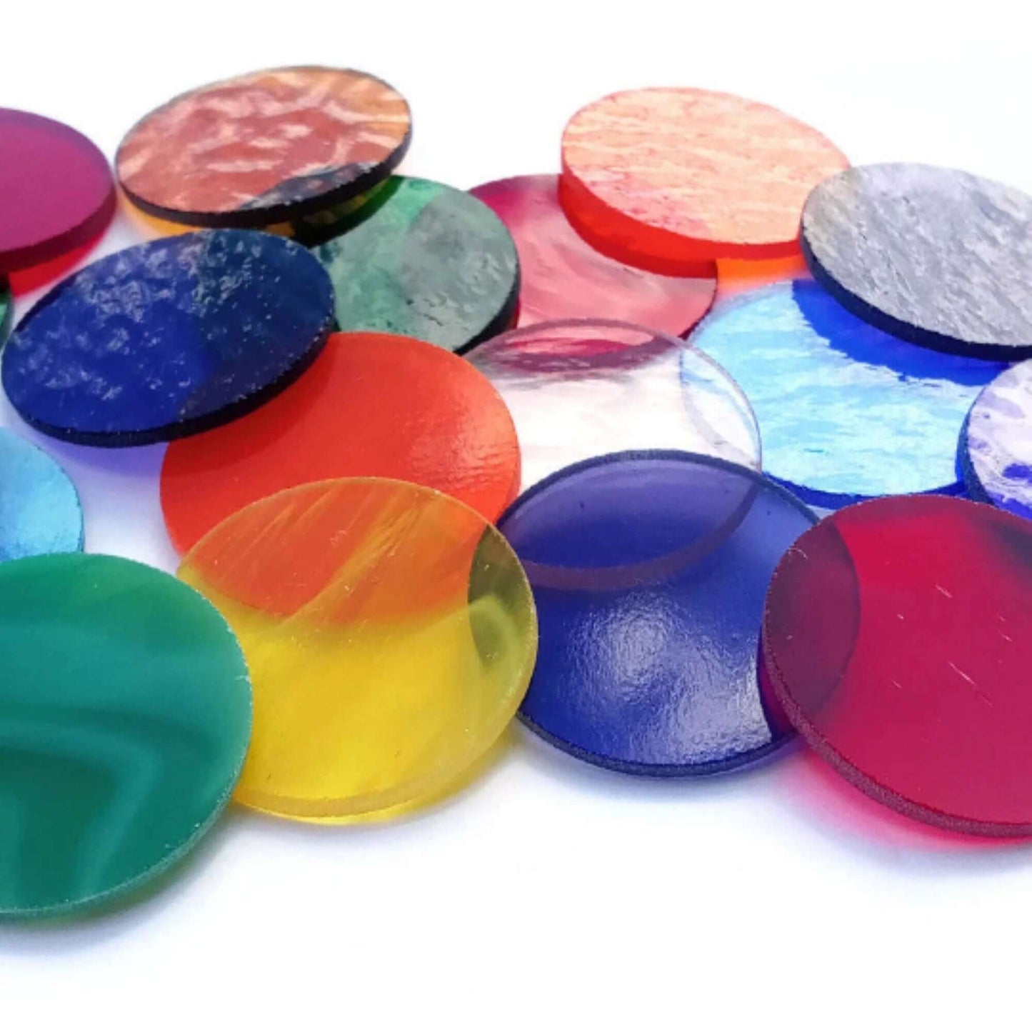 Precut Stained Glass Circles, 1.5" Diameter Glass Circles in Assorted Colors