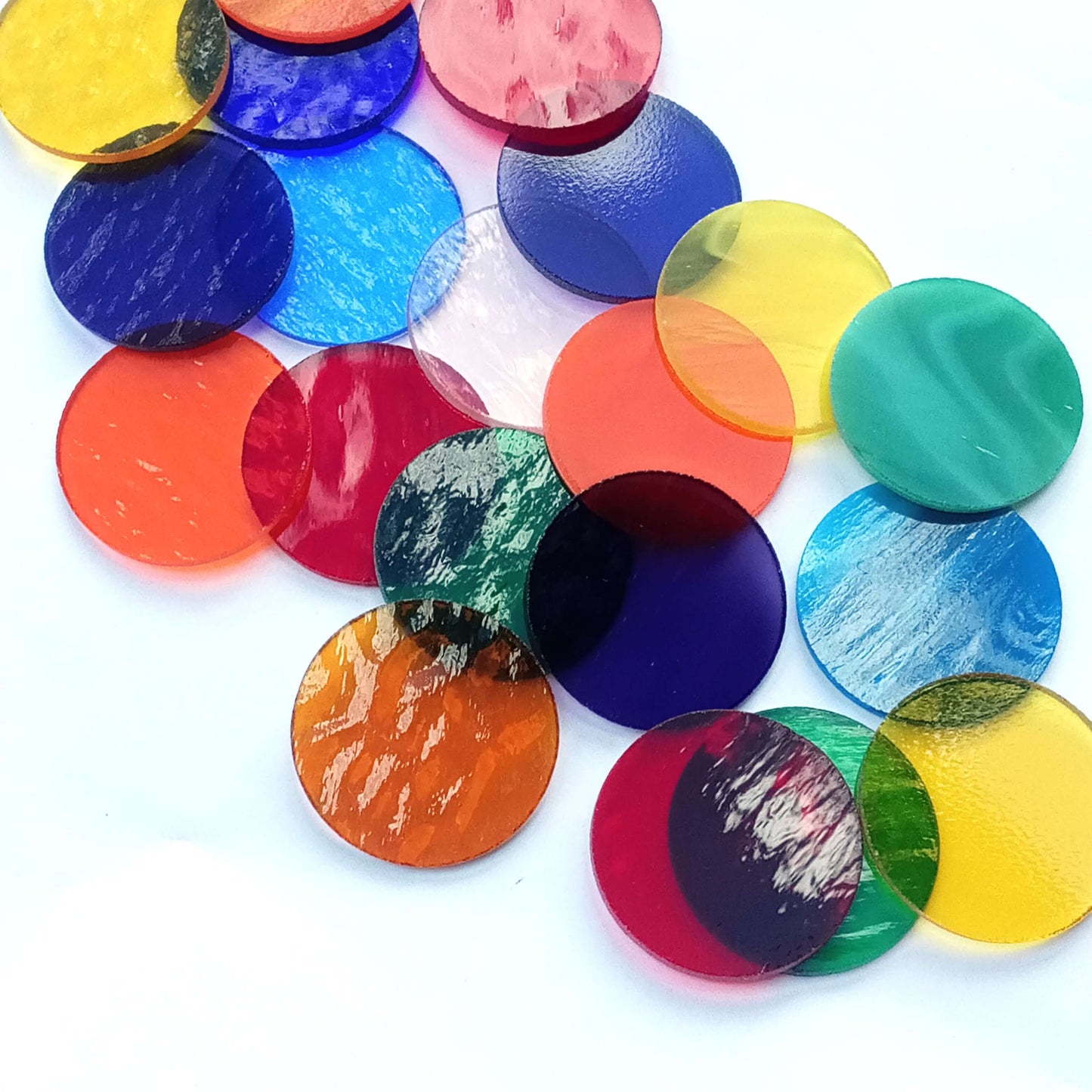 Precut 1.5" Stained Glass Circles, Package of 20