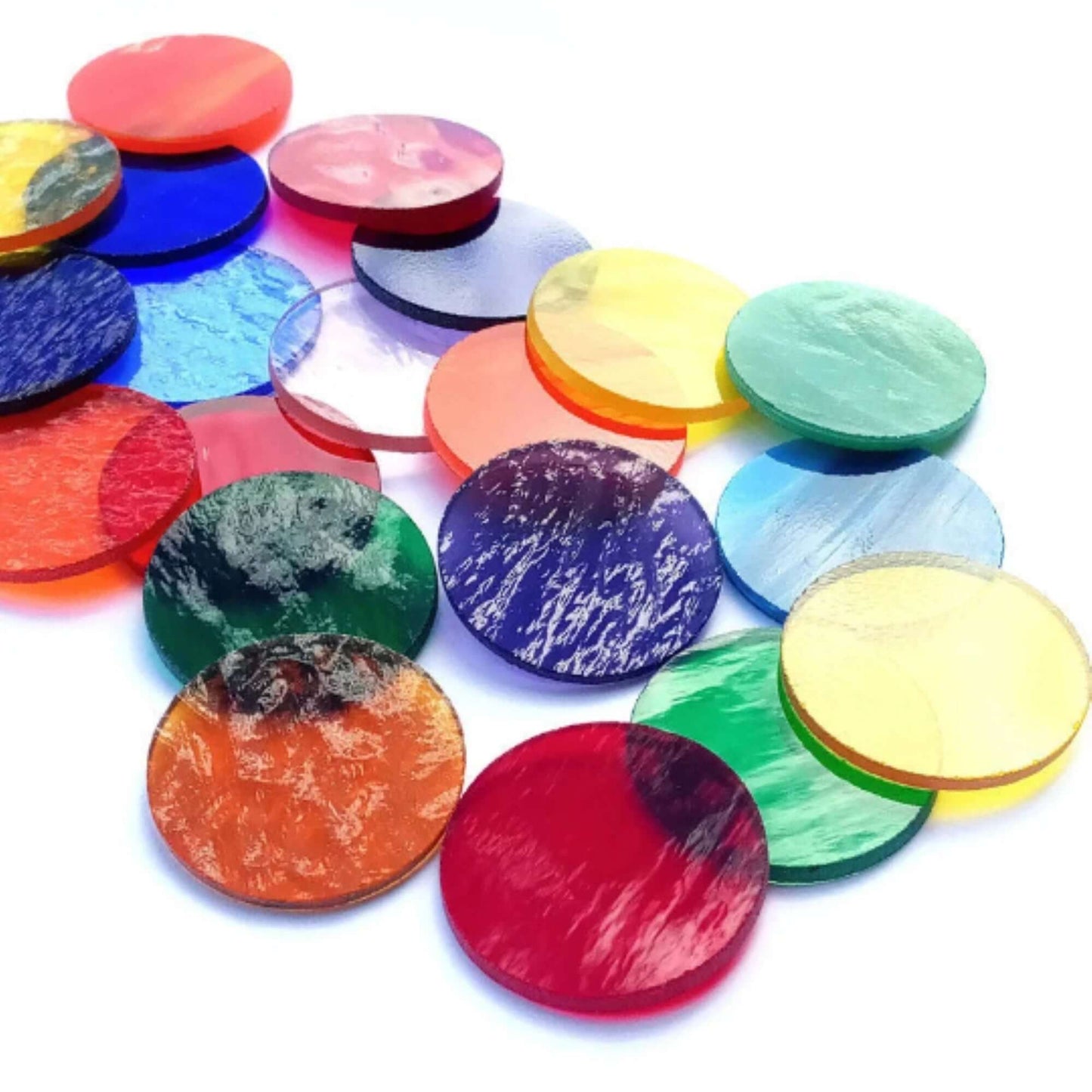 Precut Stained Glass Circles, 1.5" Diameter Glass Circles in Assorted Colors