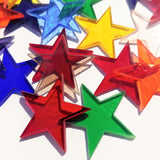 Precut Stained Glass 1.5" Stars, Assorted Colors, Package of 10 or 20