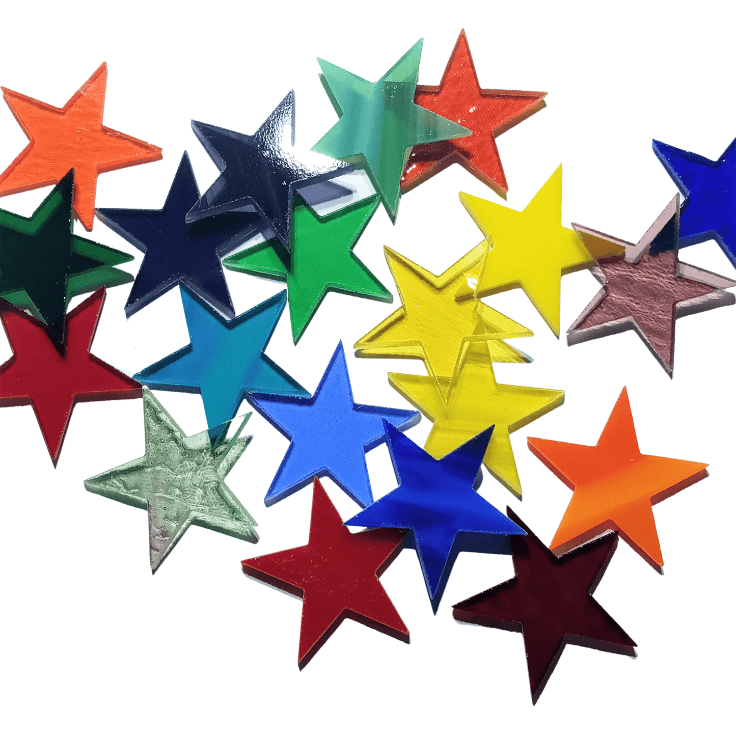 Precut Stained Glass Stars, Assorted Colors, 2 inch Glass Stars for Mosaics, Jewelry, Stained Glass