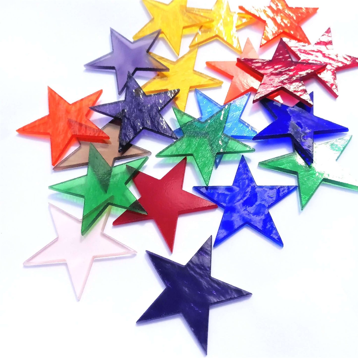 Precut Stained Glass 2.5" Stars, Assorted Colors, Package of 20