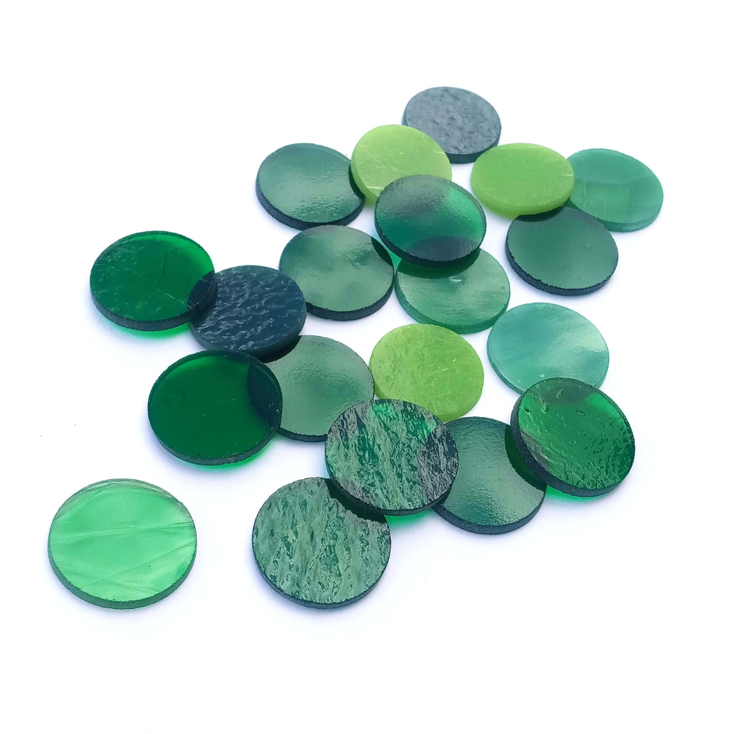 Green Precut 1" Stained Glass Circles, Package of 20