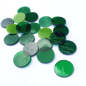Green Precut 1" Stained Glass Circles, Package of 10 or 20