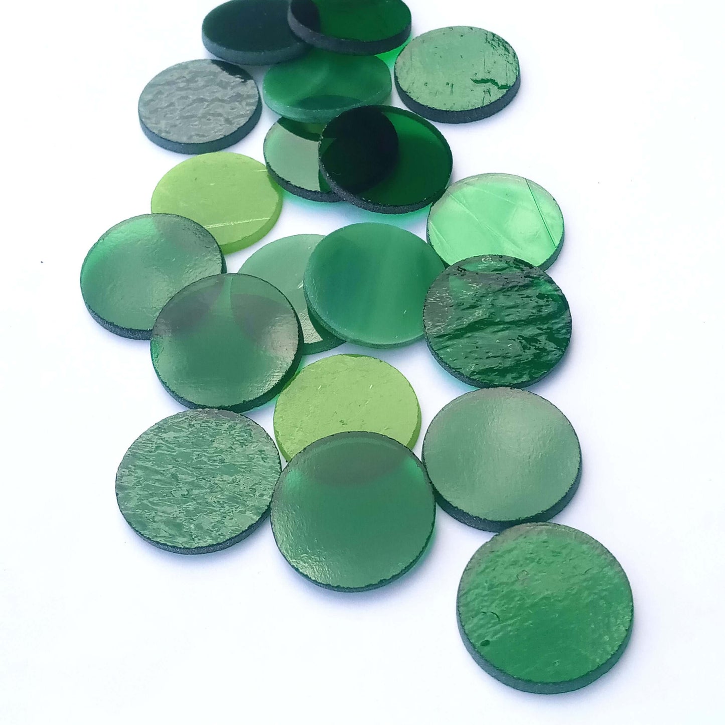 Green Precut 1" Stained Glass Circles, Package of 20