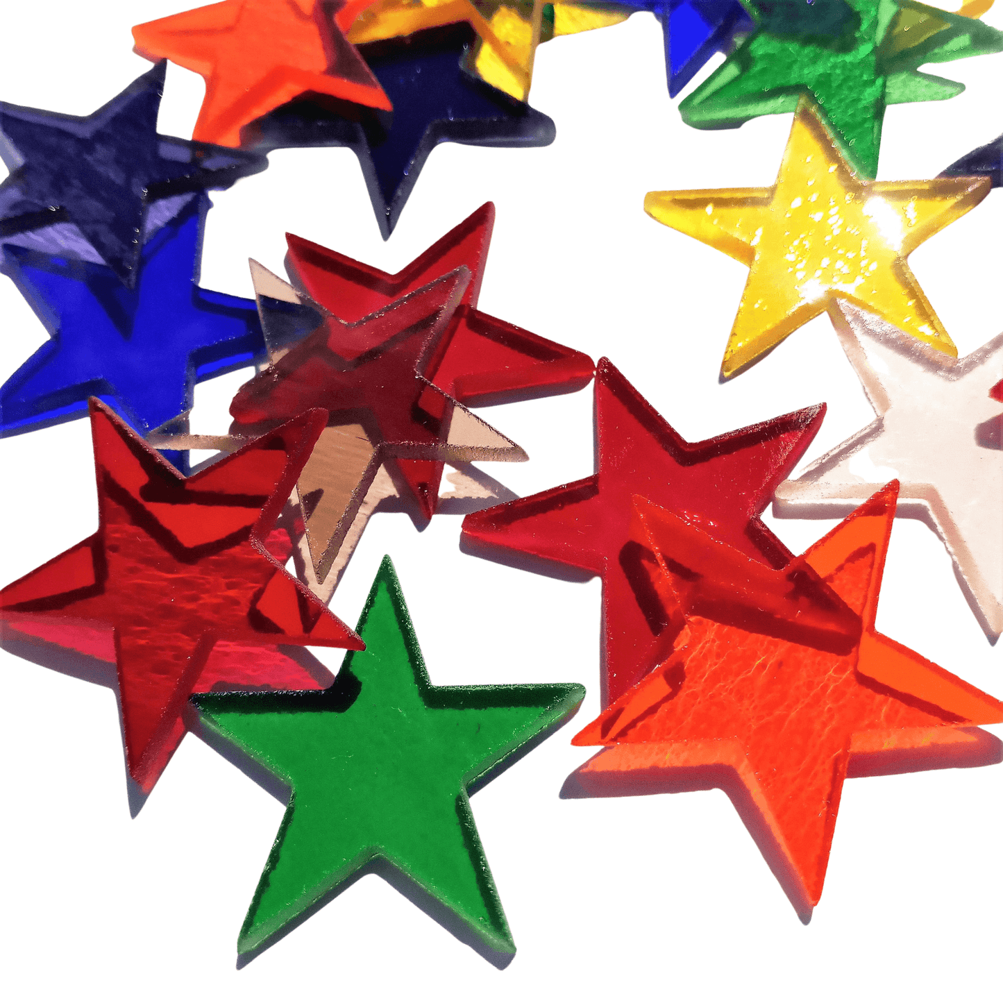 Precut Stained Glass 1.5" Stars, Assorted Colors, Package of 20