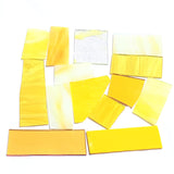 Yellow Stained Glass Scraps, Curated 1 lb Package of Reclaimed Shop Scrap Glass in Shades of Yellow