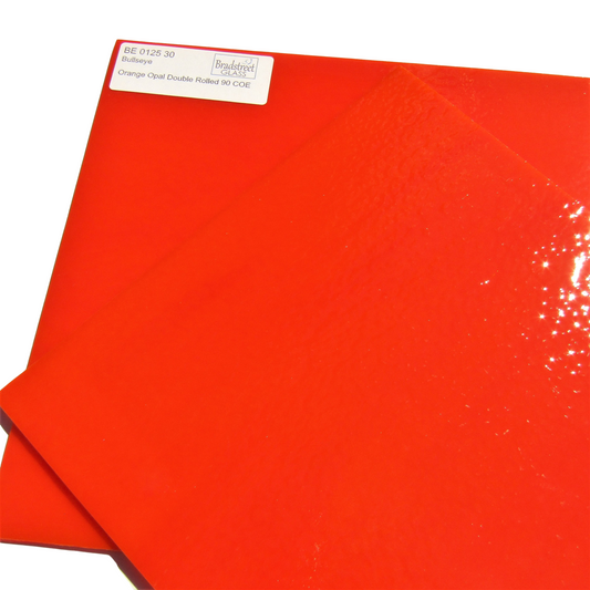 Bradstreet Glass Orange Opal Stained Glass Sheet Opaque Double Roll 90 COE Bullseye 0125 30F