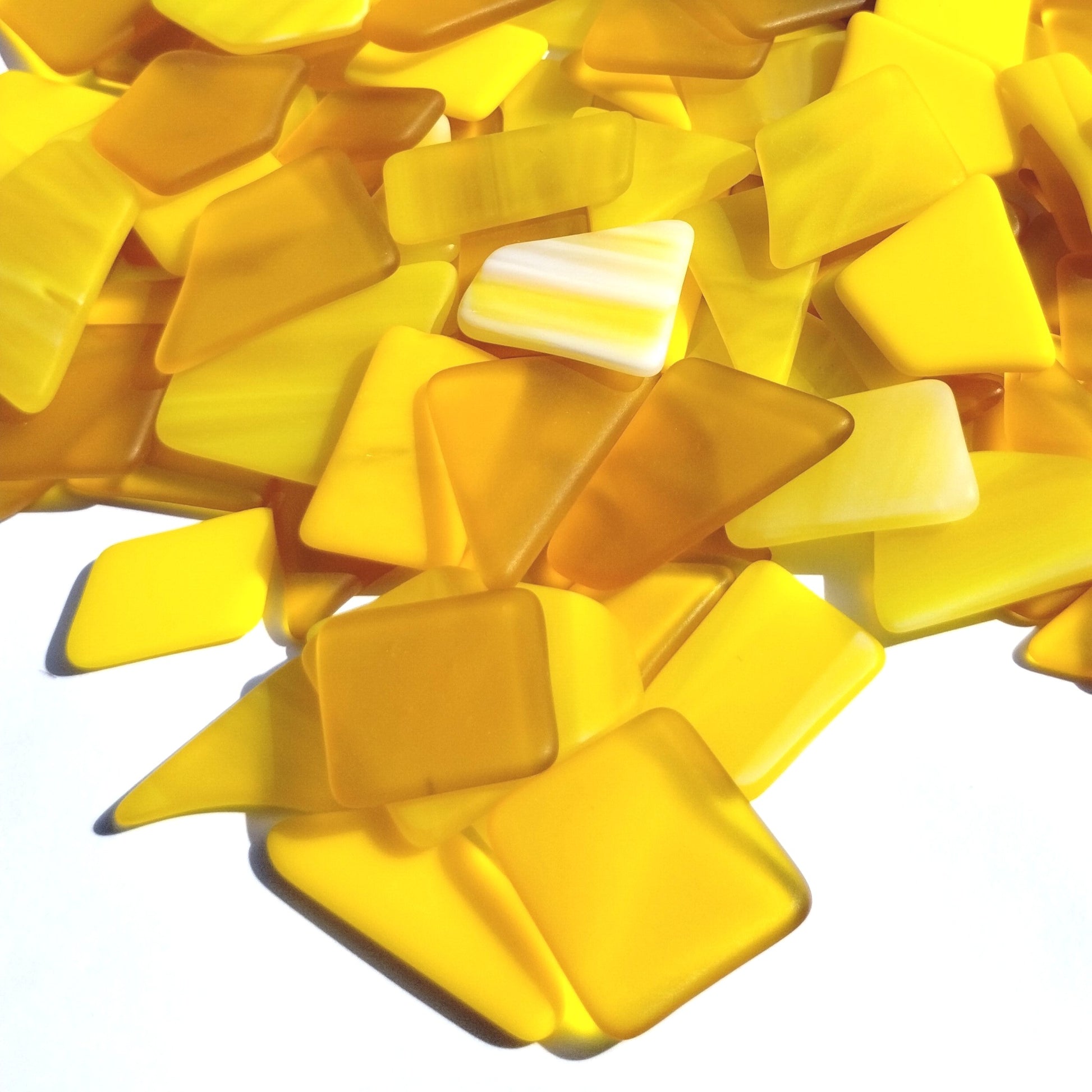 Bradstreet Glass Yellow Tumbled Stained Glass 1/2 pound "Sea Glass" in Shades of Yellow