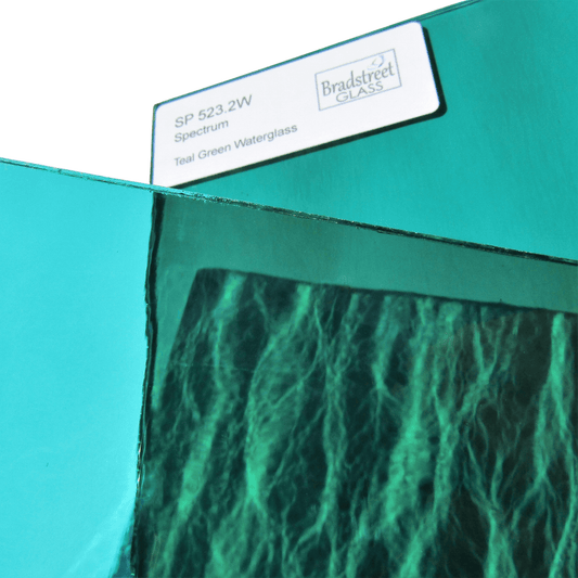 Bradstreet Glass Teal Green Waterglass System 96 COE Stained Glass Sheet Oceanside Fusible SF523.2W