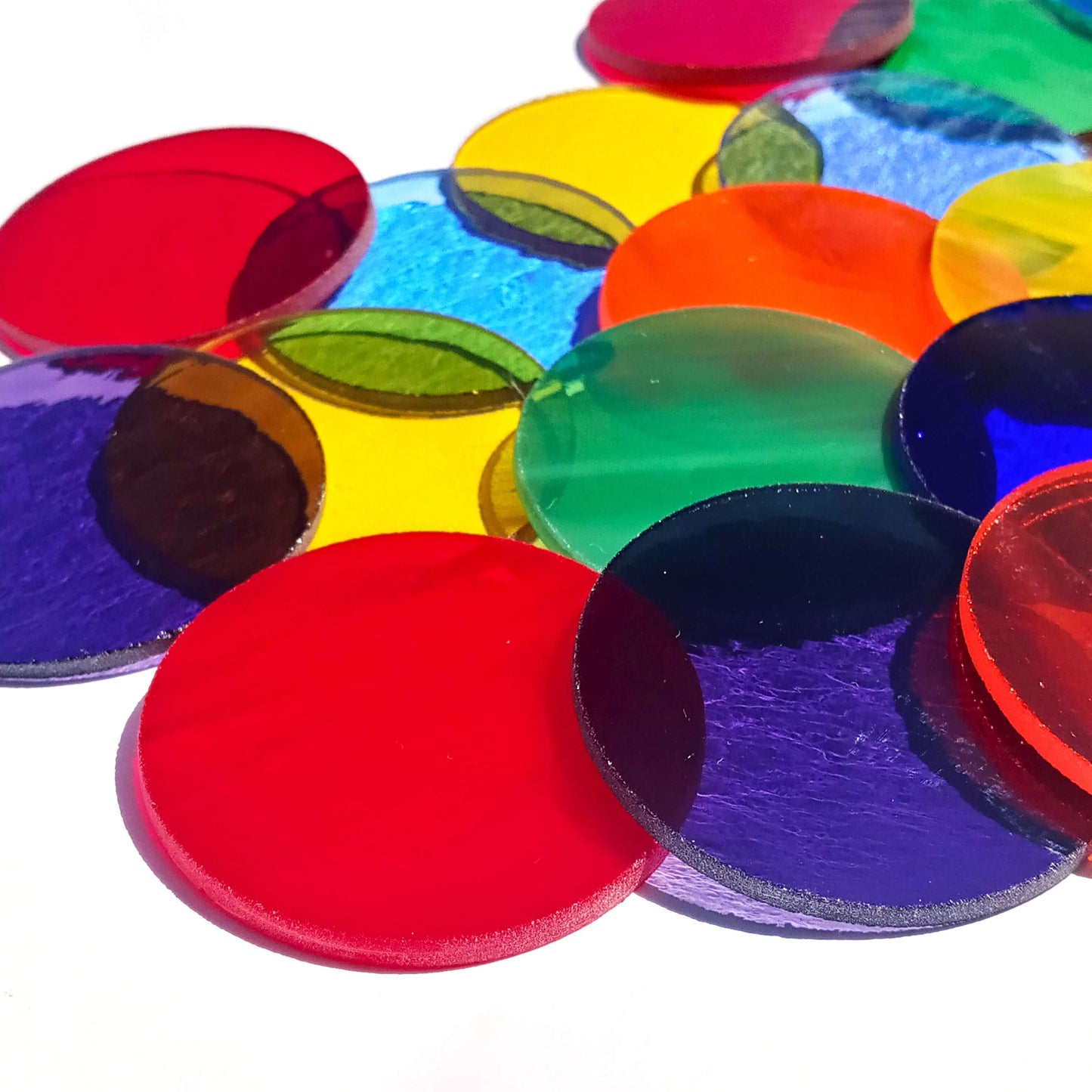 Precut Stained Glass Circles, 2" Diameter Glass Circles in Assorted Colors, Glass Art Supplies